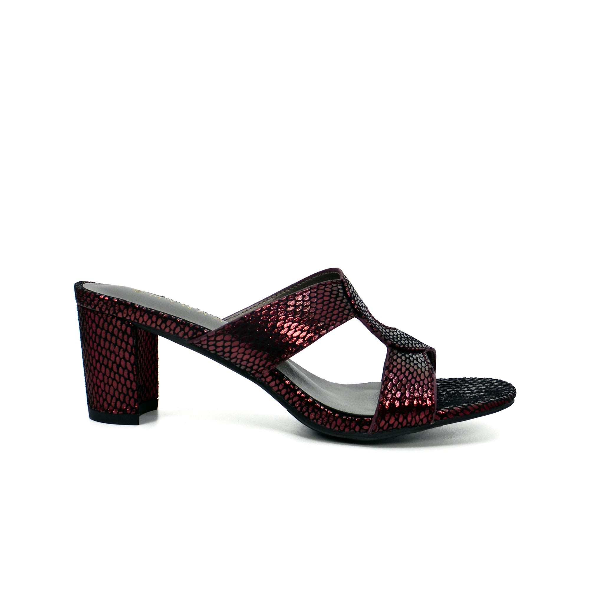 Mynaal 314Rj19C Women's Block Heel Sandal #color_Maroon
