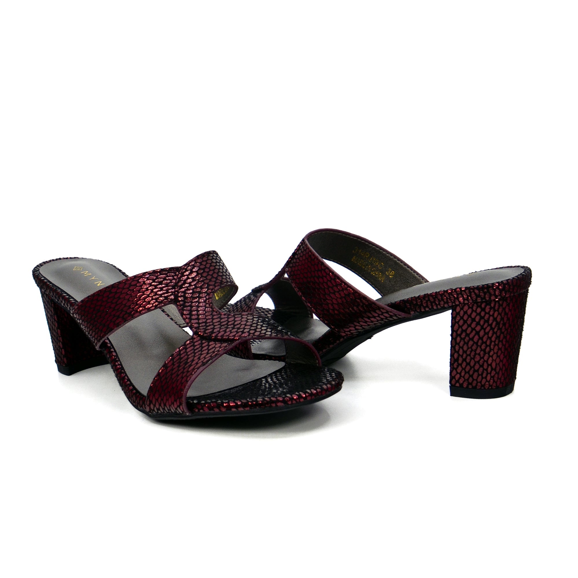 Mynaal 314Rj19C Women's Block Heel Sandal #color_Maroon