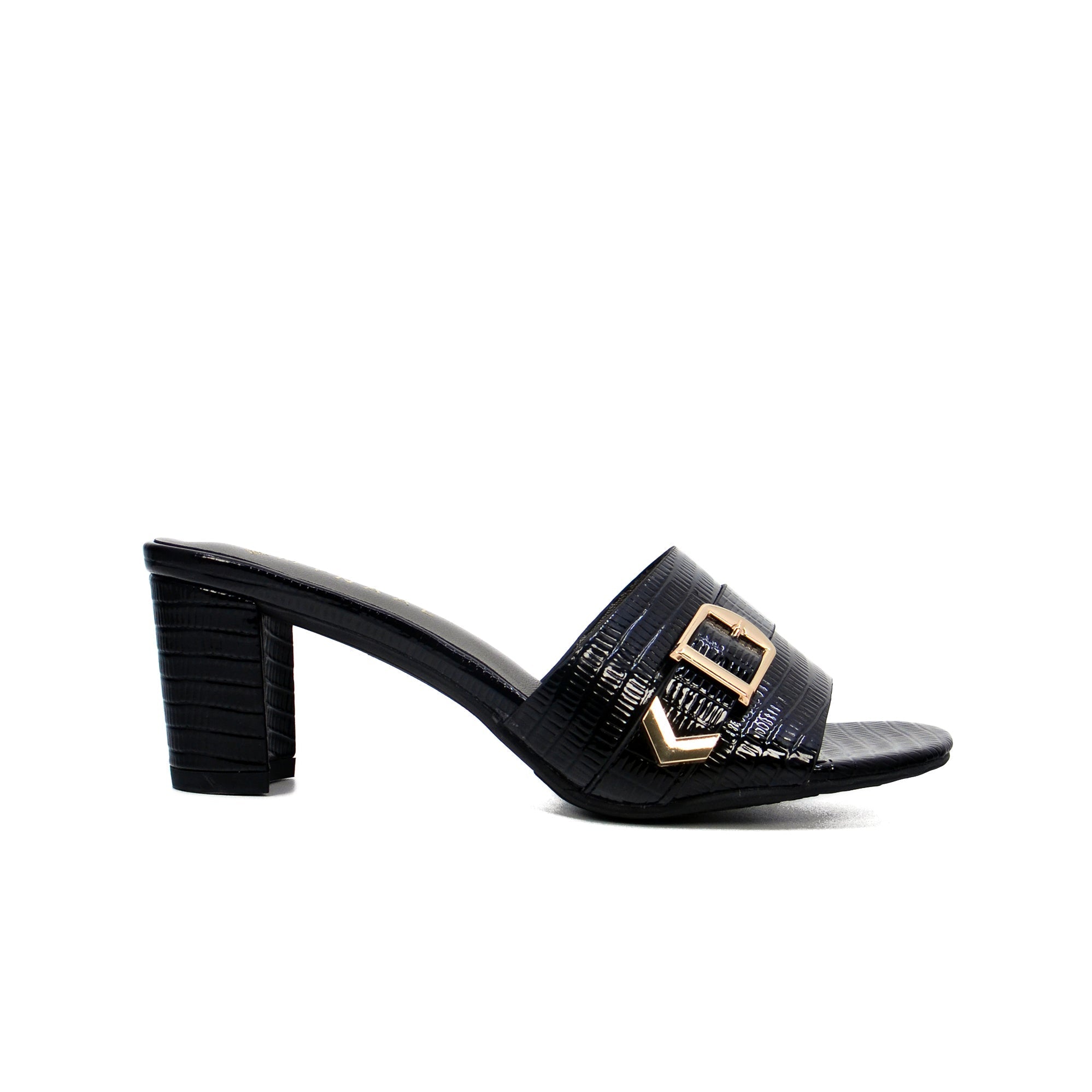 Mynaal 413Rj192 Women's Block Heel Sandal #color_Black