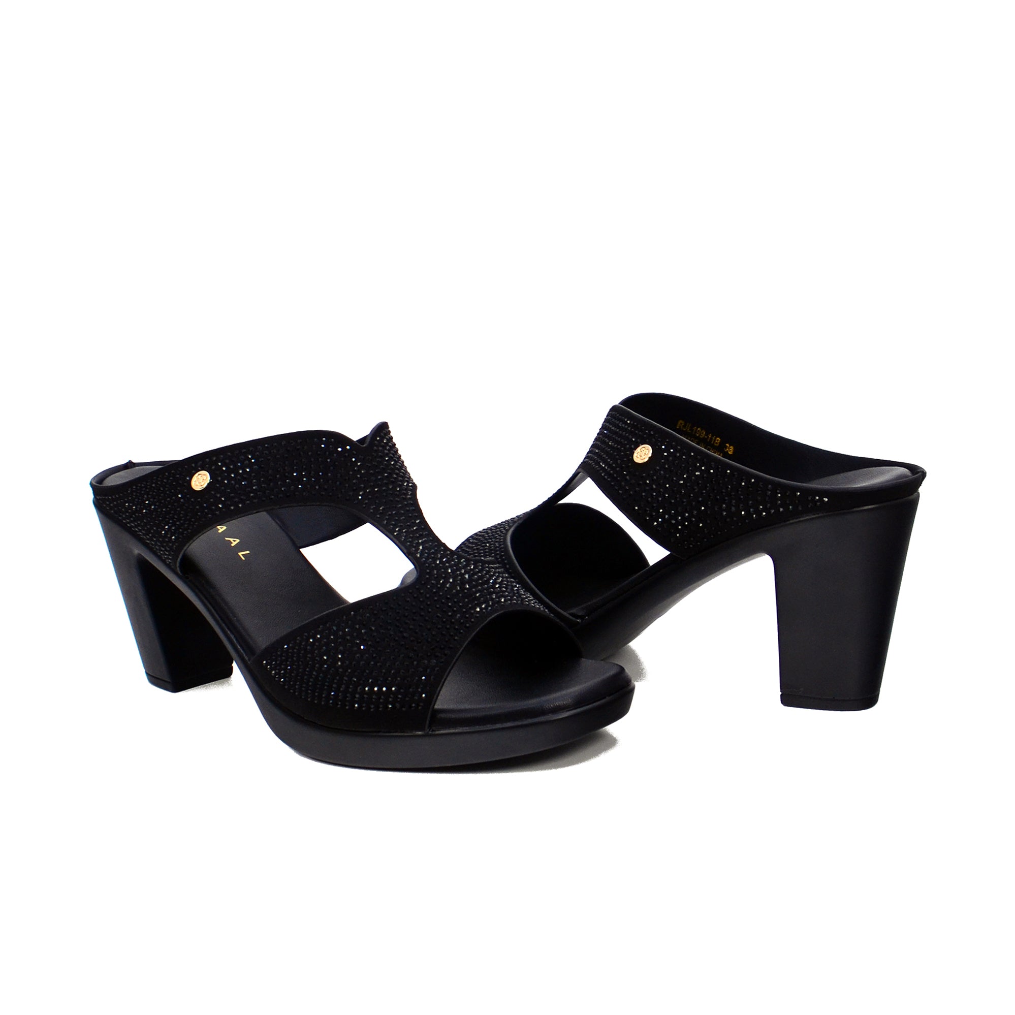 Mynaal Rjl199-11B Women's Block Heel Sandal #color_Black