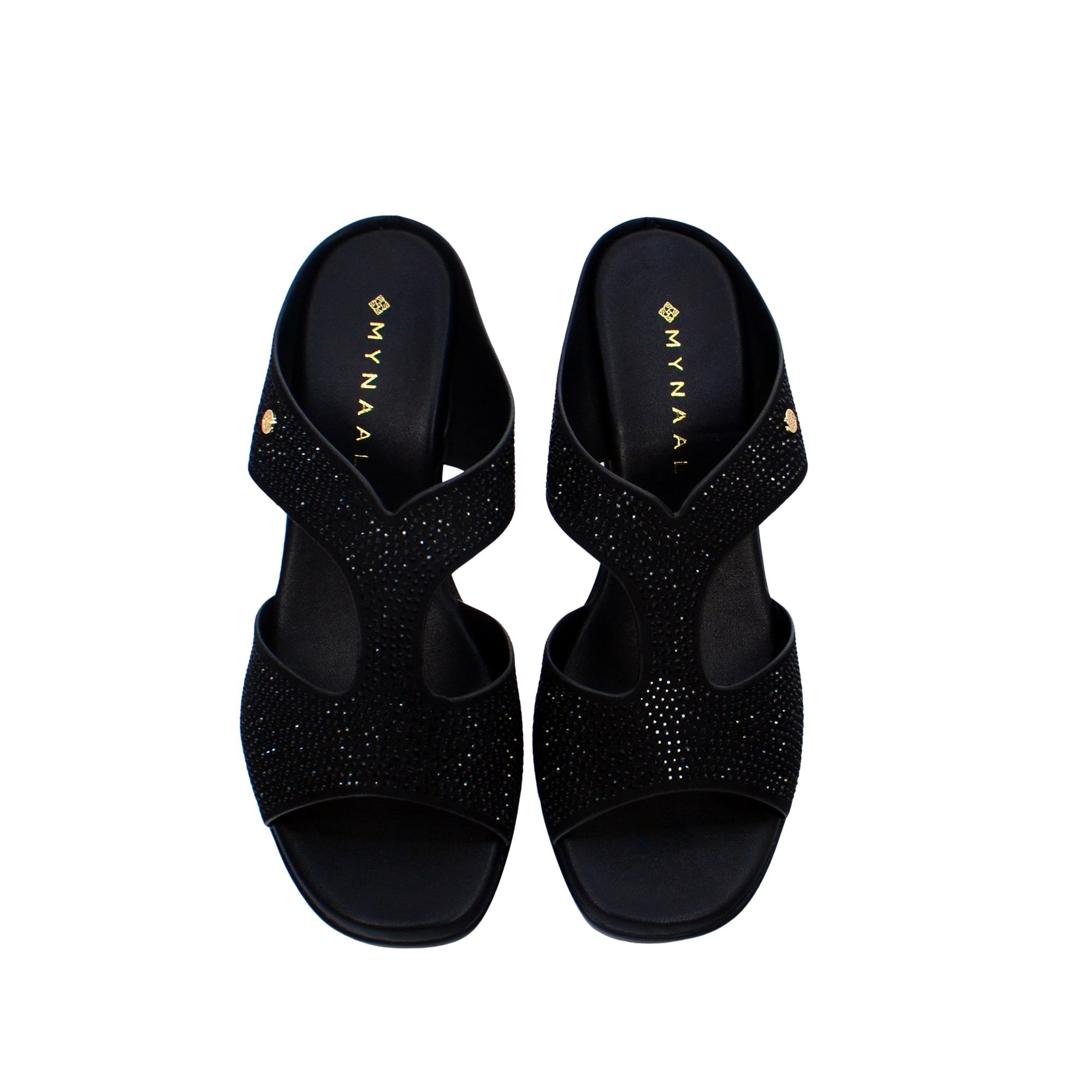 Mynaal Rjl199-11B Women's Block Heel Sandal #color_Black