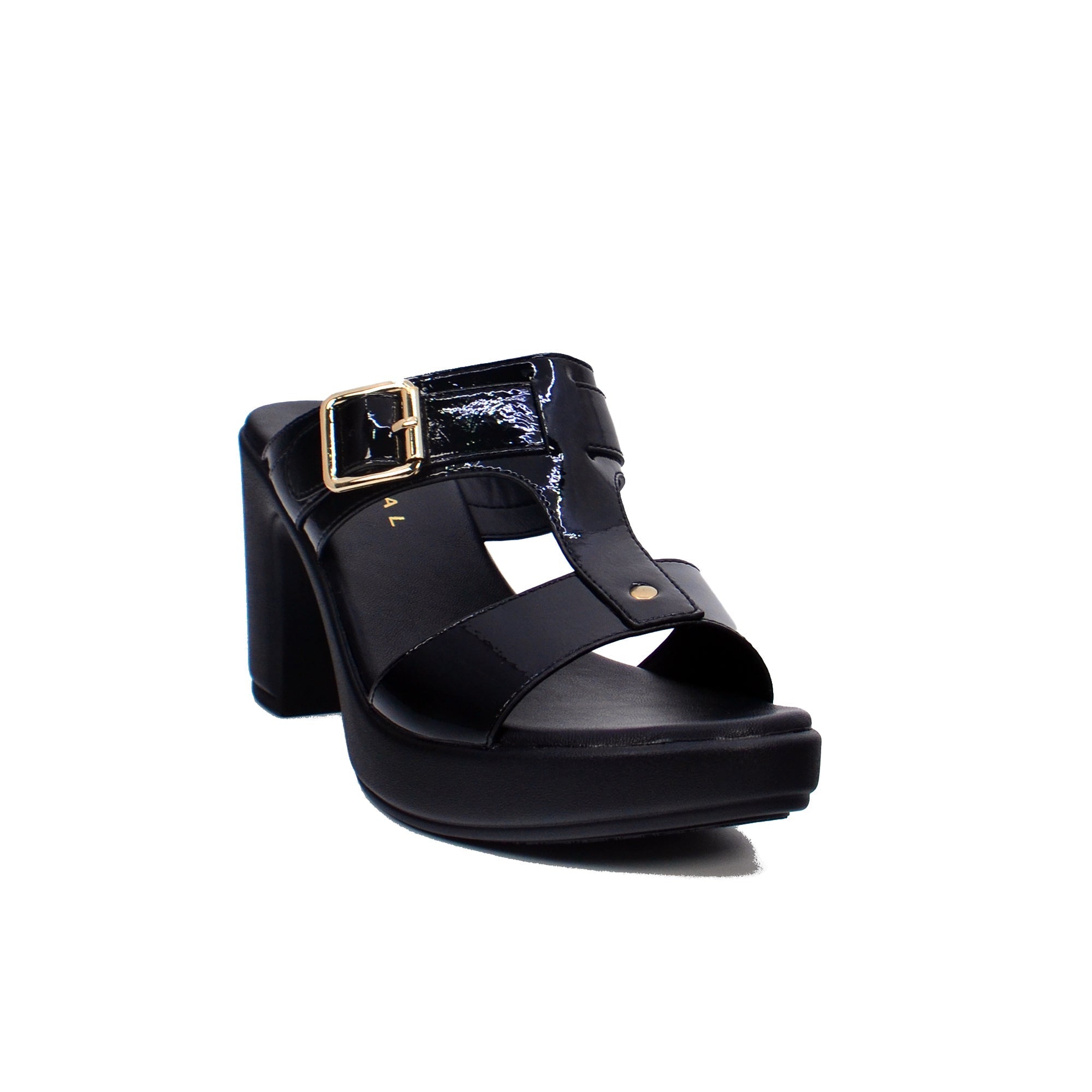 Mynaal 414Rj43H Women's Block Heel Sandal #color_Black
