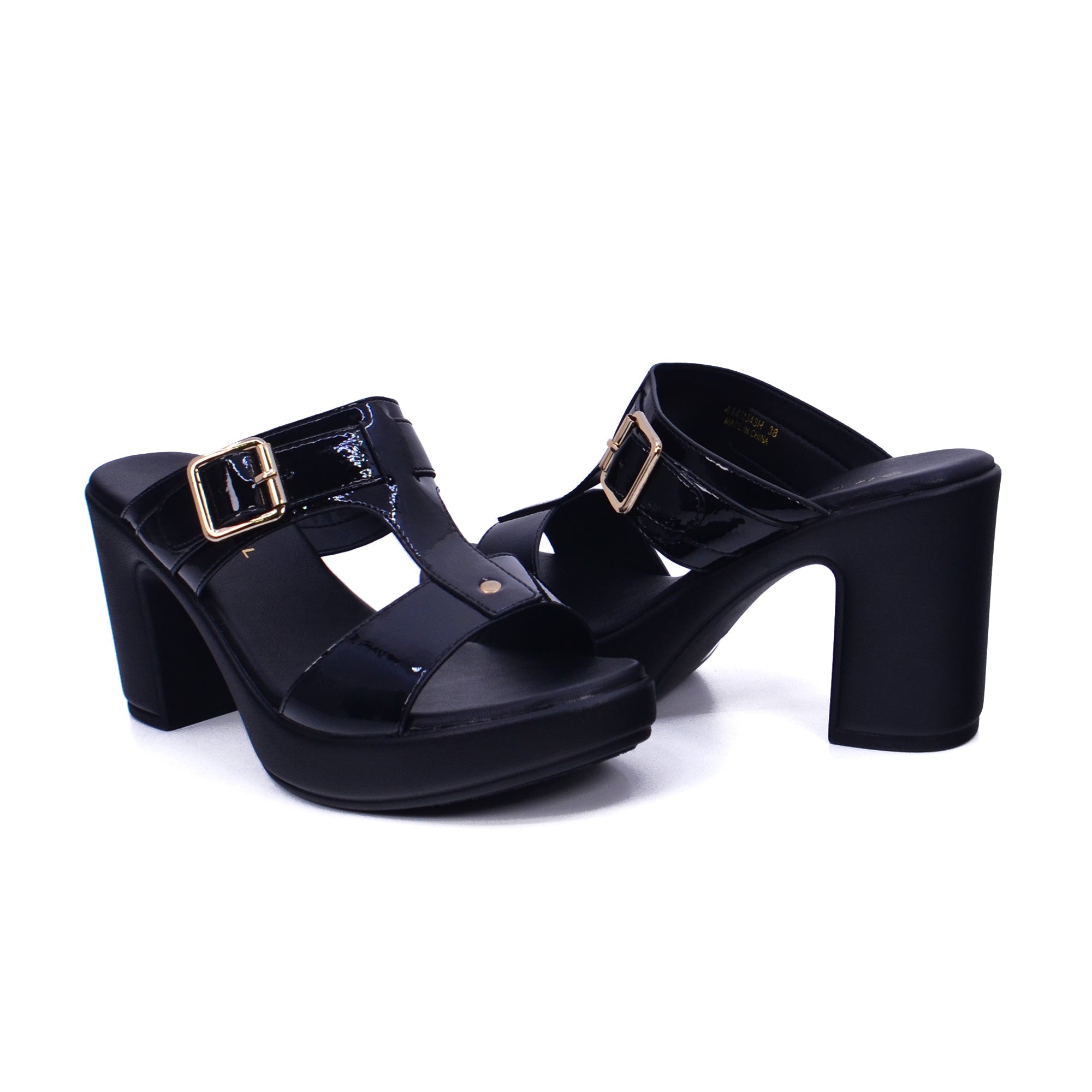 Mynaal 414Rj43H Women's Block Heel Sandal #color_Black