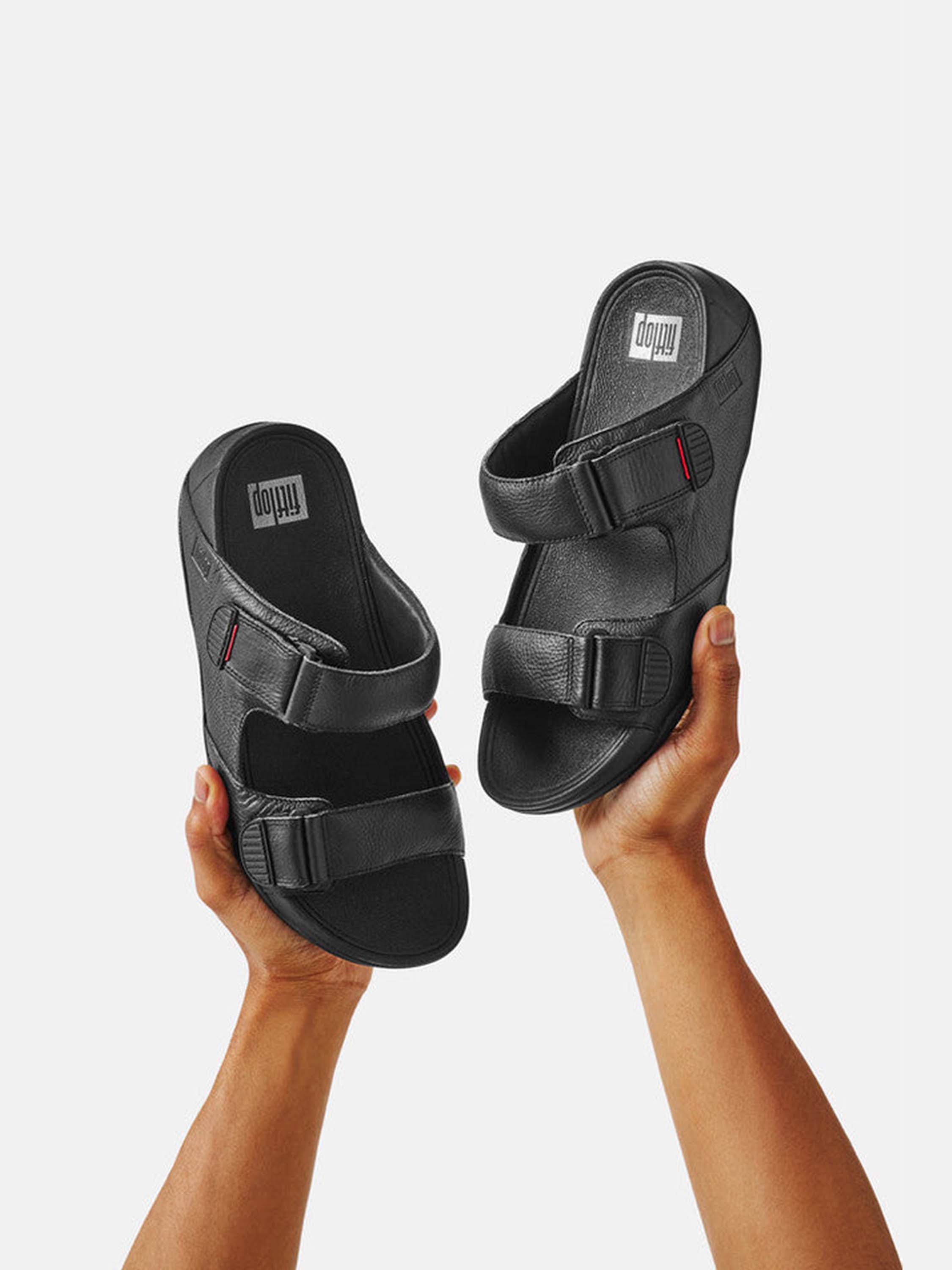 Fitflop Men's Gogh Moc Leather Sandals #color_Black