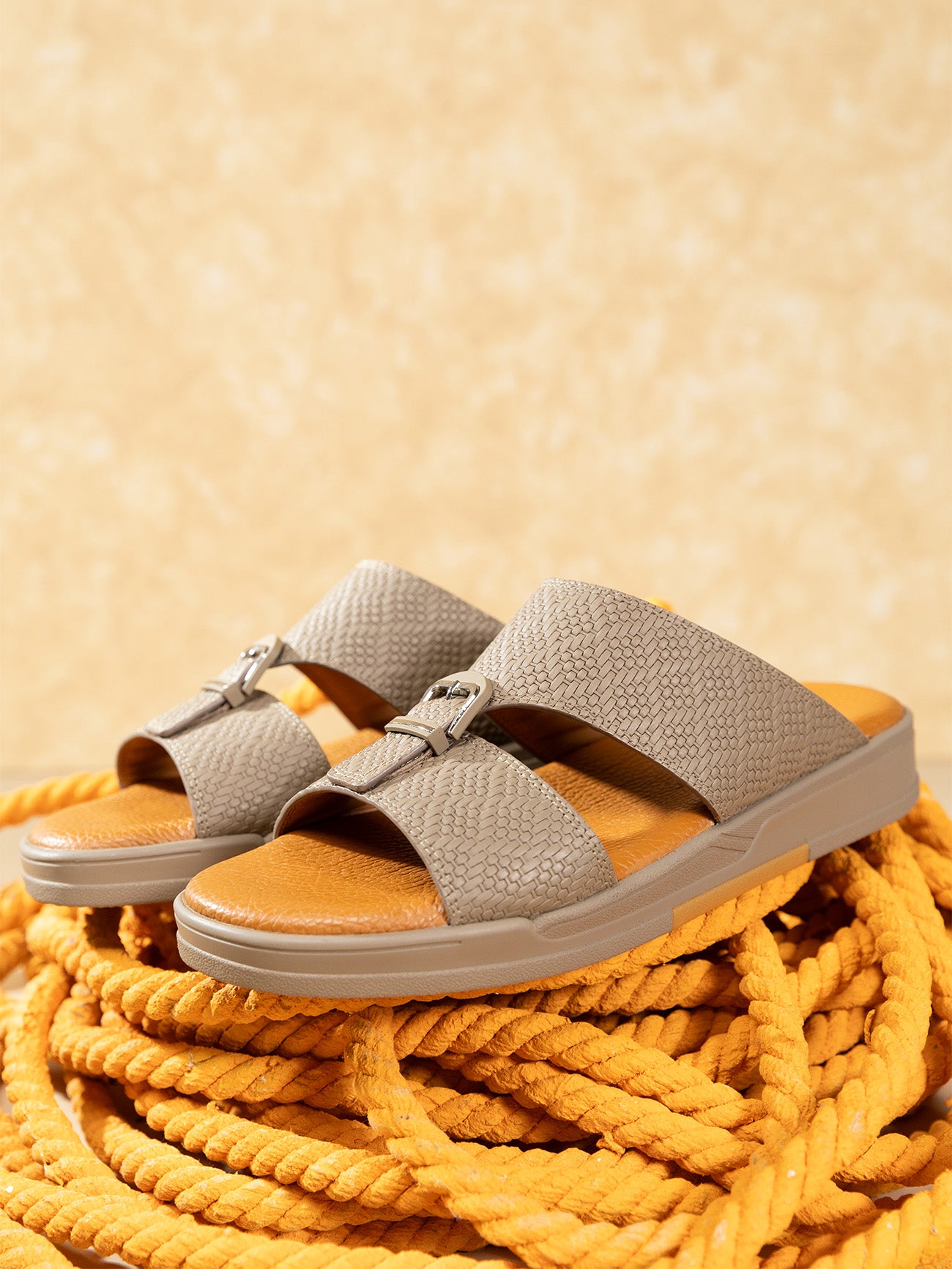 Barjeel Uno MSA145 Men Arabic Sandals #color_Beige