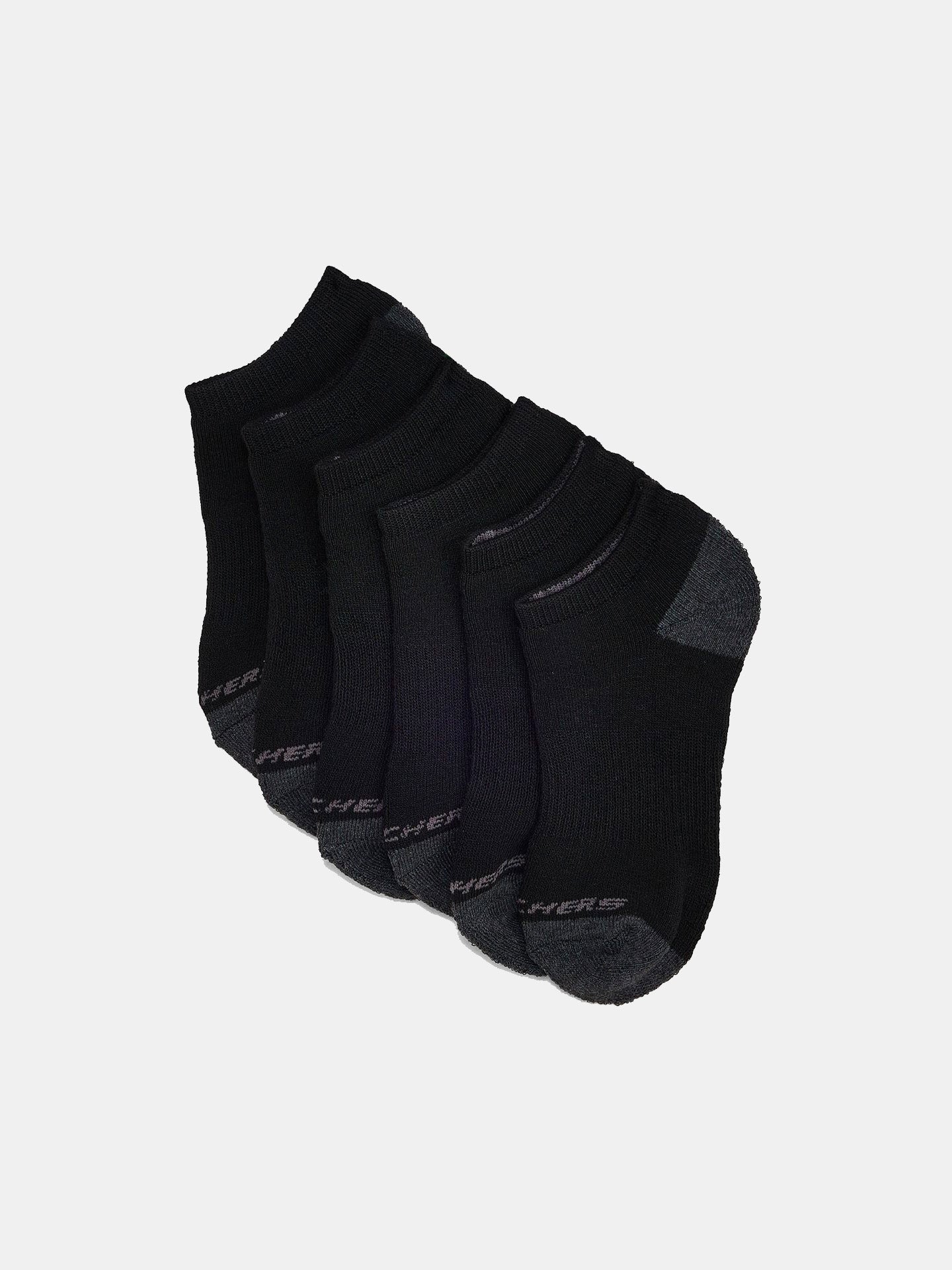 Skechers Boys Pack Full Terry No Show Ankle Socks Black 35-38