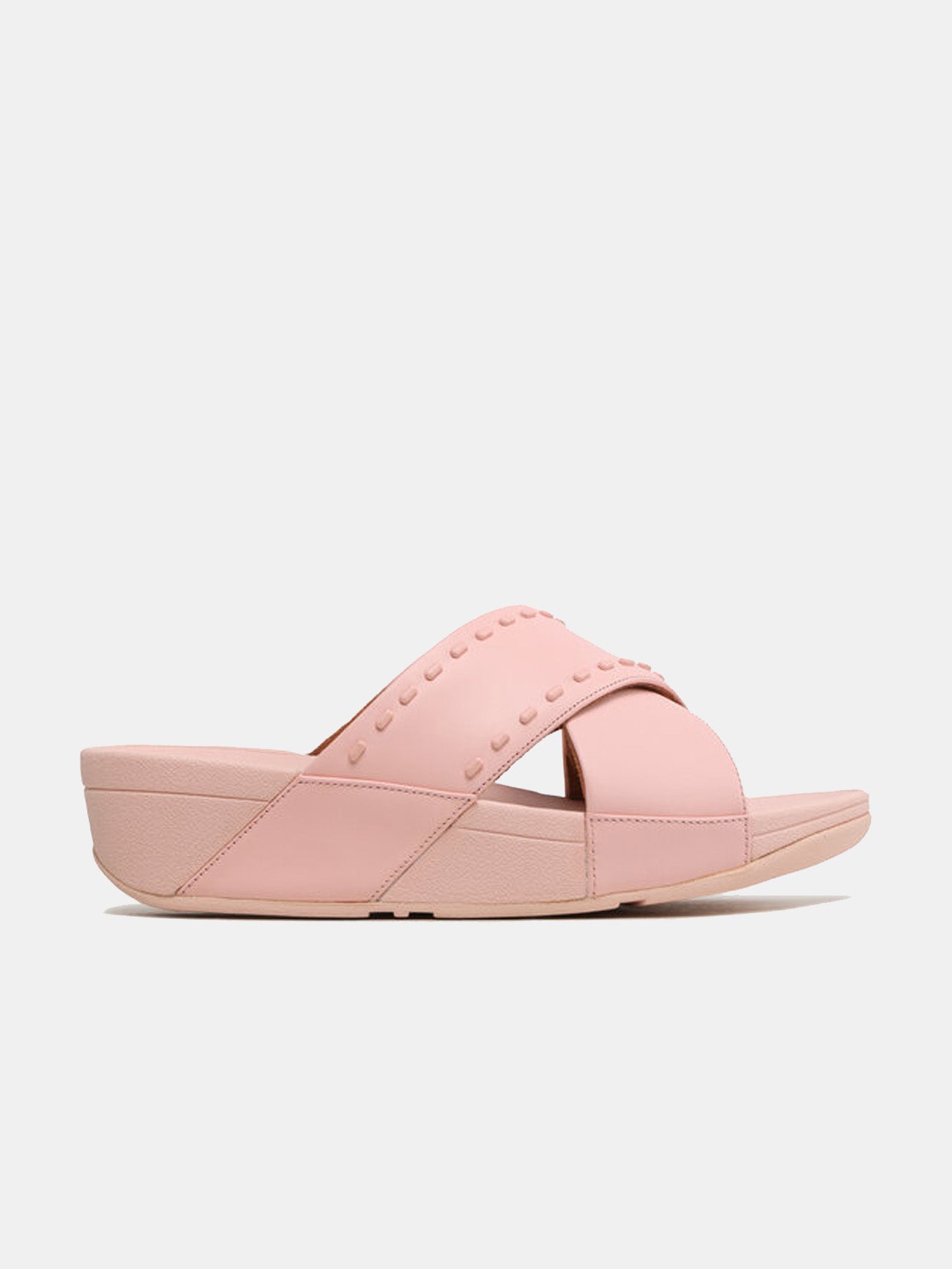 Fitflop Women's Lulu Rubber-Stud Leather Cross Slides #color_Pink