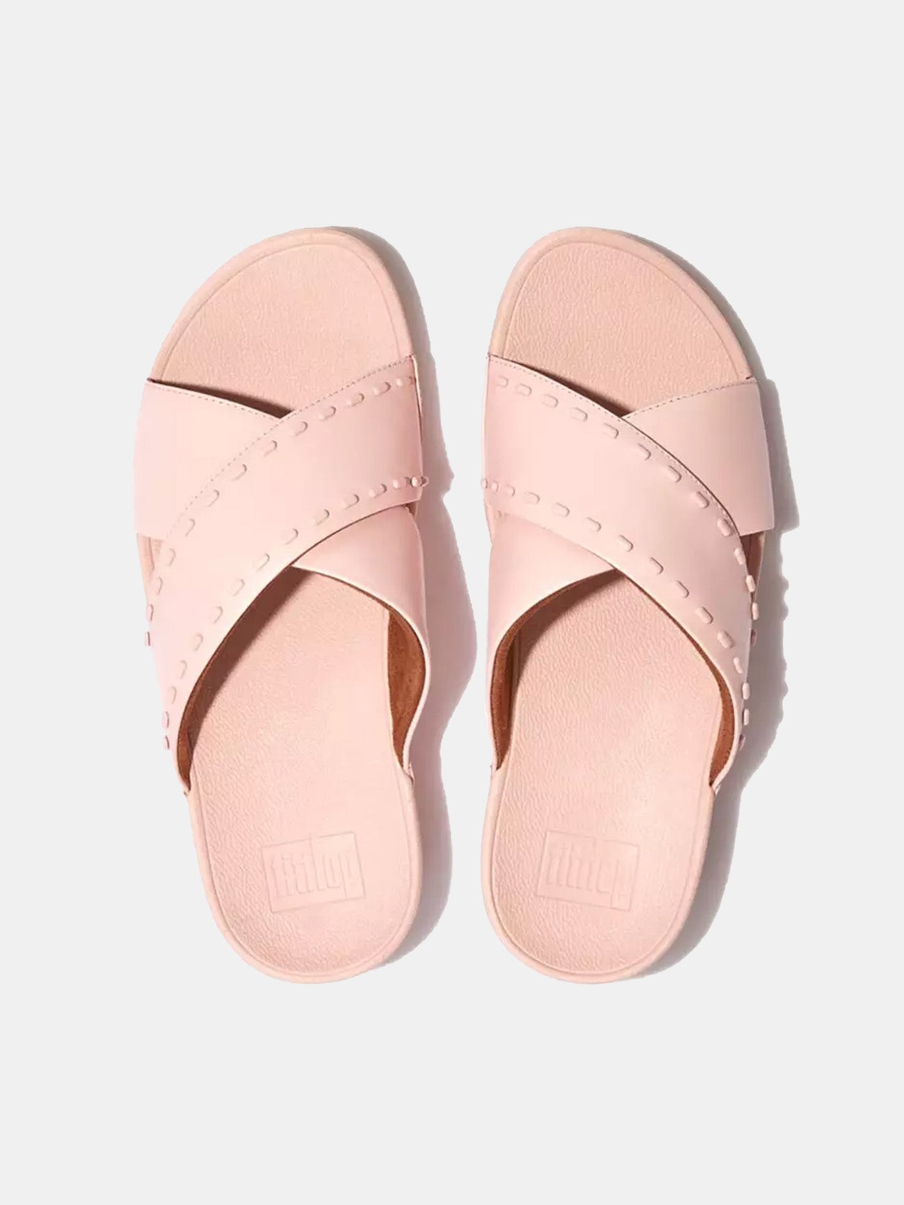 Fitflop Women's Lulu Rubber-Stud Leather Cross Slides #color_Pink