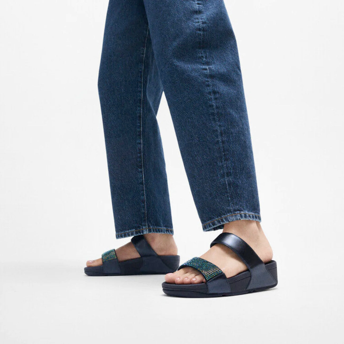 Fitflop Lulu Women's Crystal Slides #color_Navy