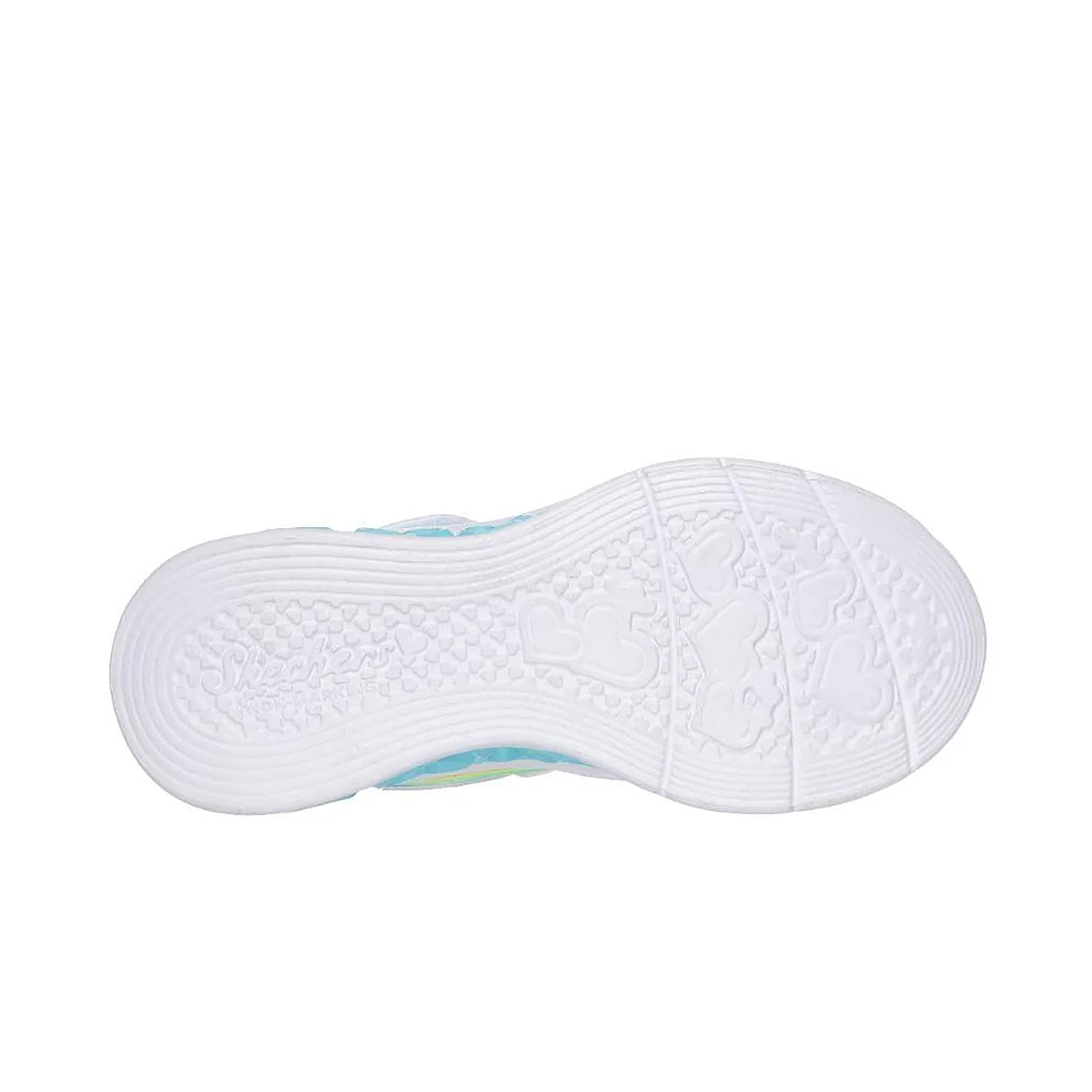 Skechers Girls Flutter Heart Lights - Groovy Swirl Shoes #color_White