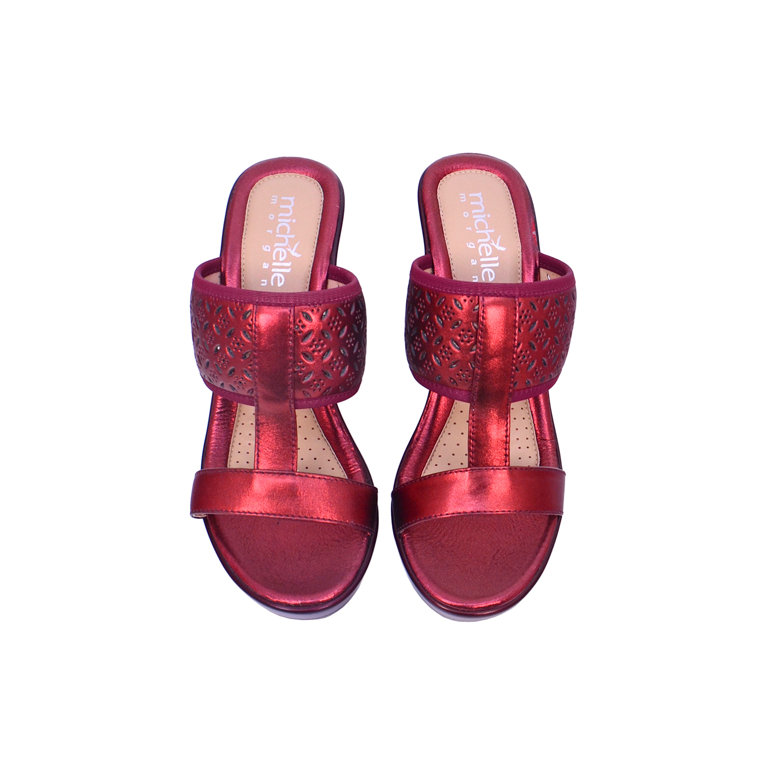 Michelle Morgan 19017-L11B Women's Heeled Sandals #color_Red