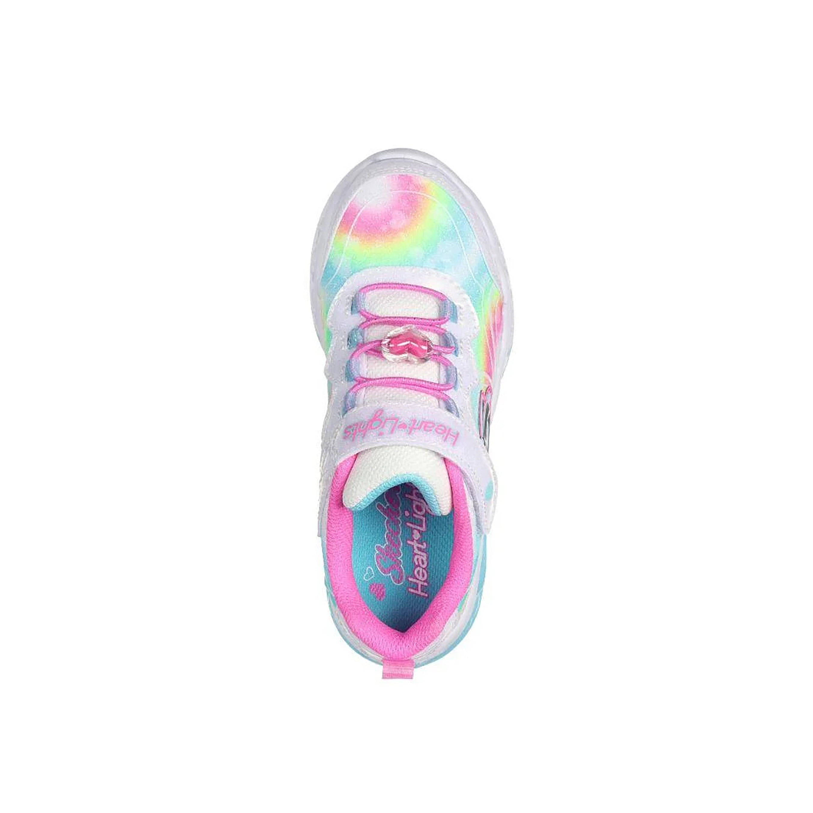 Skechers Girls Flutter Heart Lights - Groovy Swirl Shoes #color_White