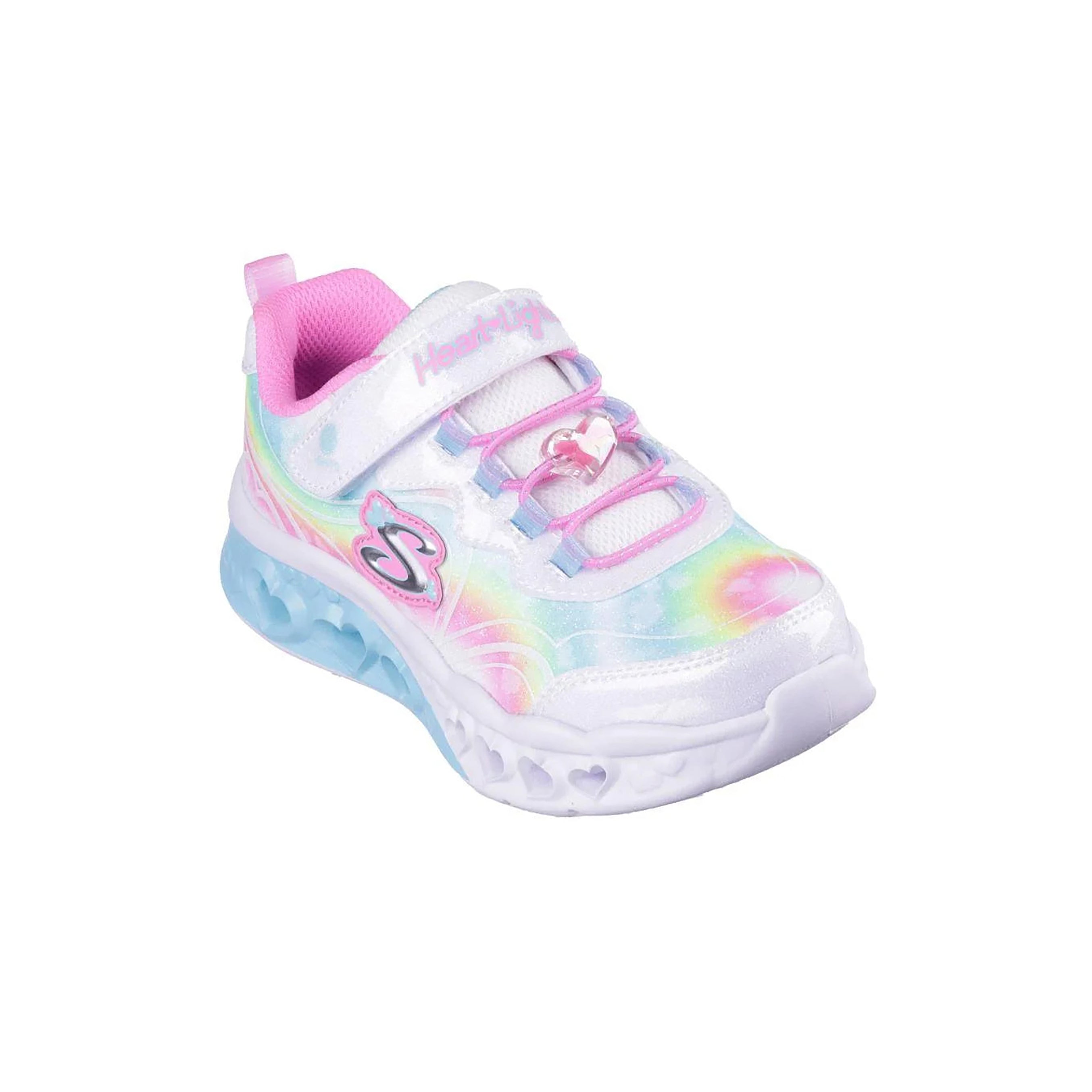 Skechers Girls Flutter Heart Lights - Groovy Swirl Shoes #color_White