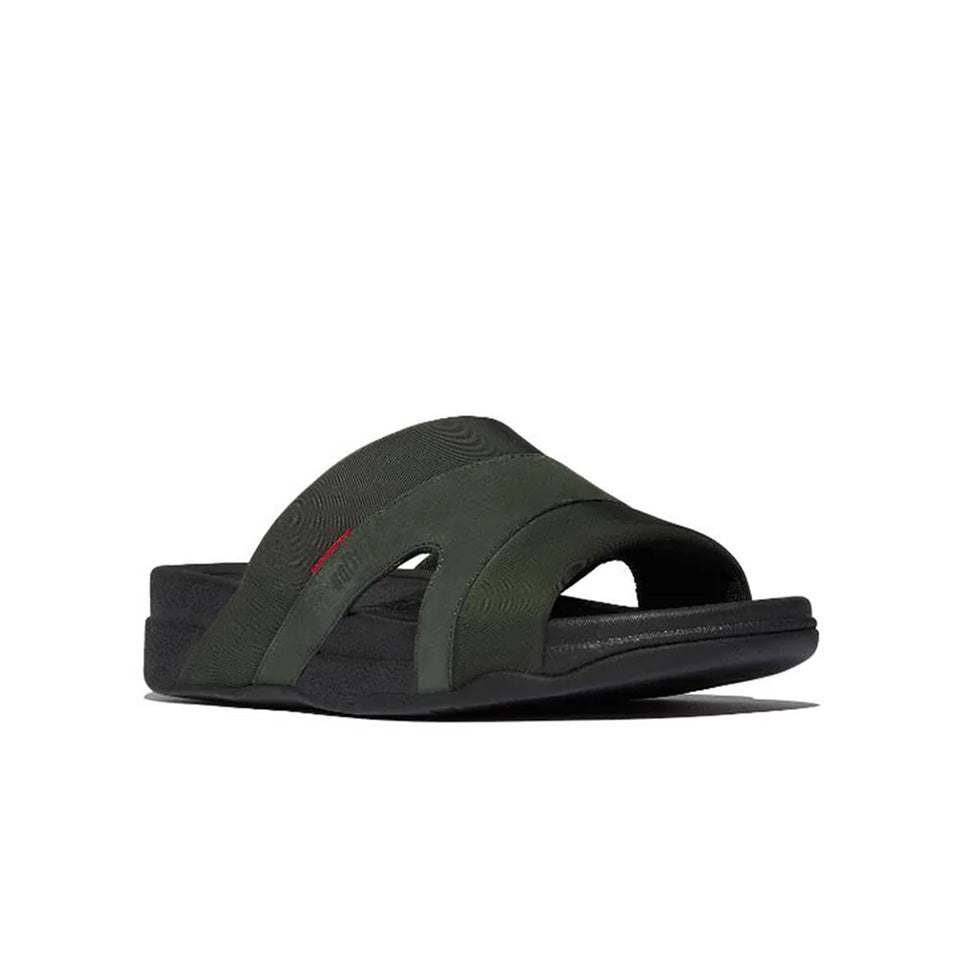 Fitflop Freeway III Men'ss Leather-Mix Slides #color_Green