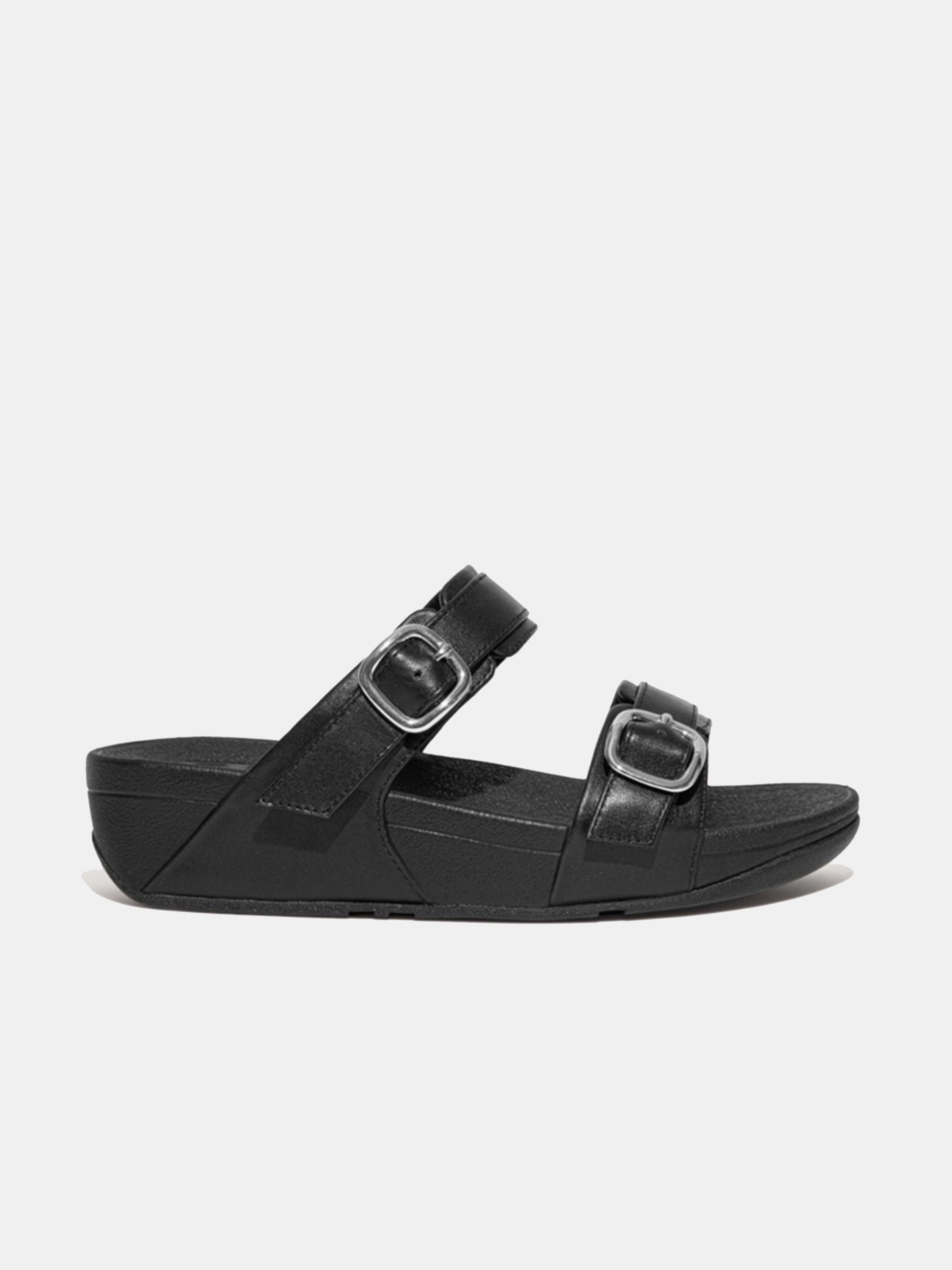 FitFlop Lulu Women's Adjustable Leather Slides #color_black