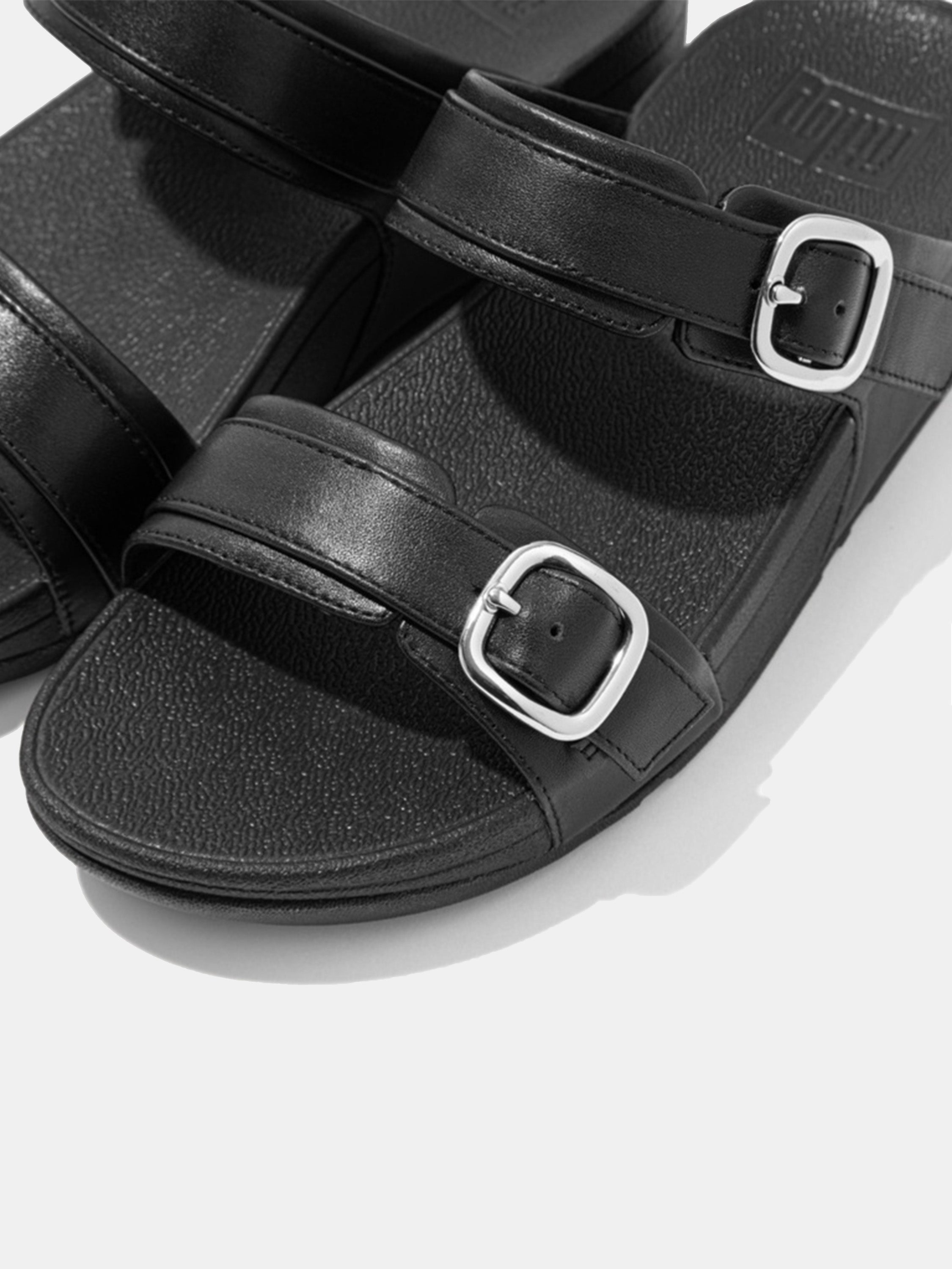FitFlop Lulu Women's Adjustable Leather Slides #color_black