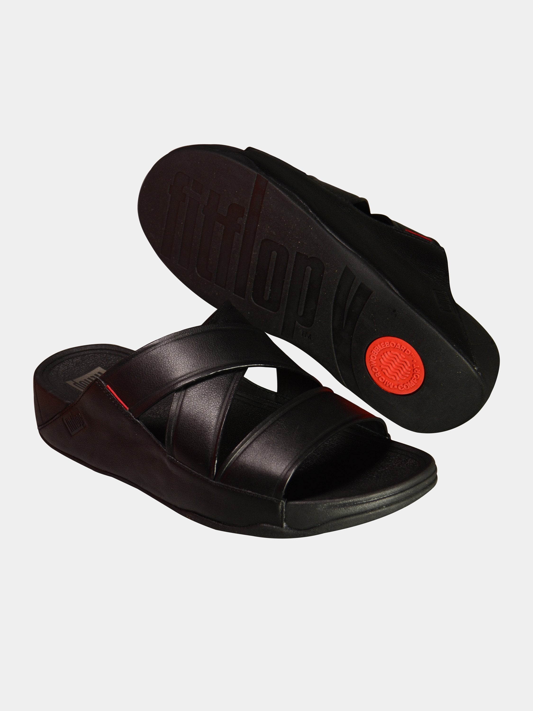 Fitflop Men's Chi Leather Slides #color_Black