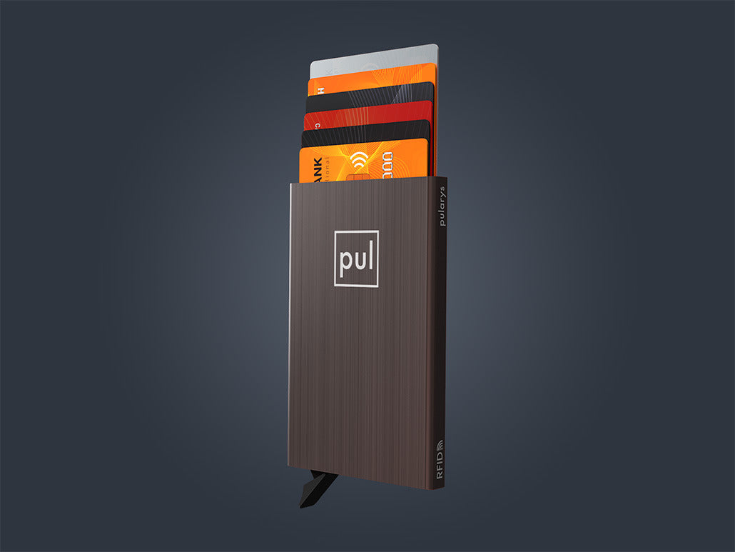 Pularys Zen Credit Card Holder - Brushed Aluminum #color_Brown