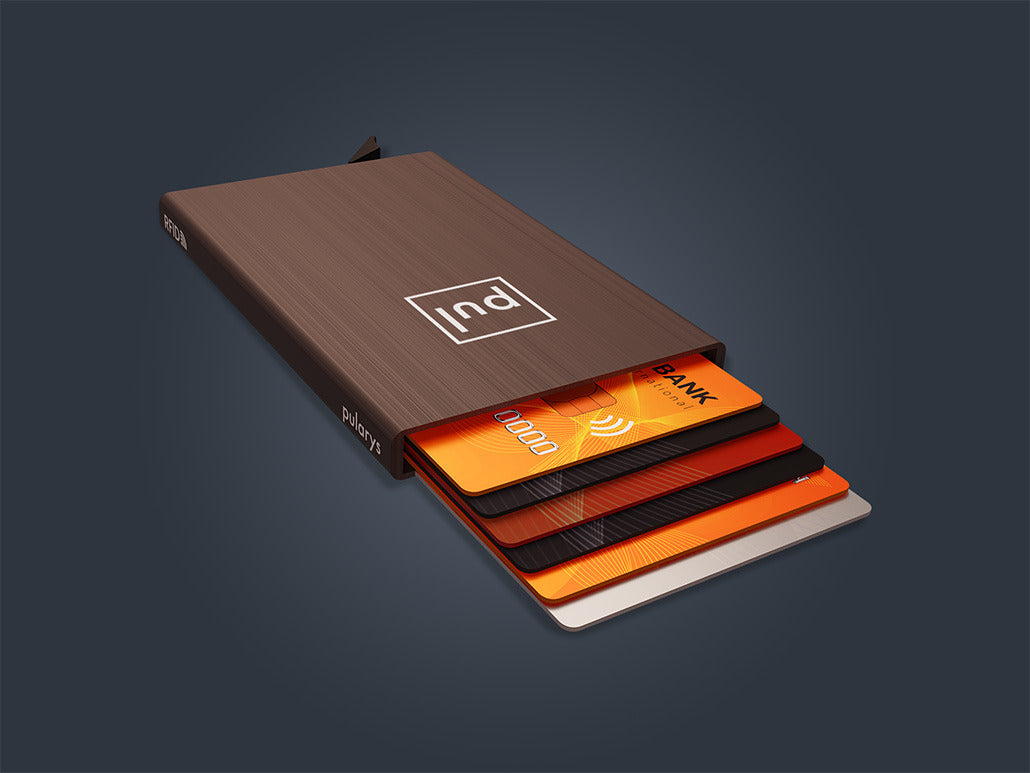Pularys Zen Credit Card Holder - Brushed Aluminum #color_Brown