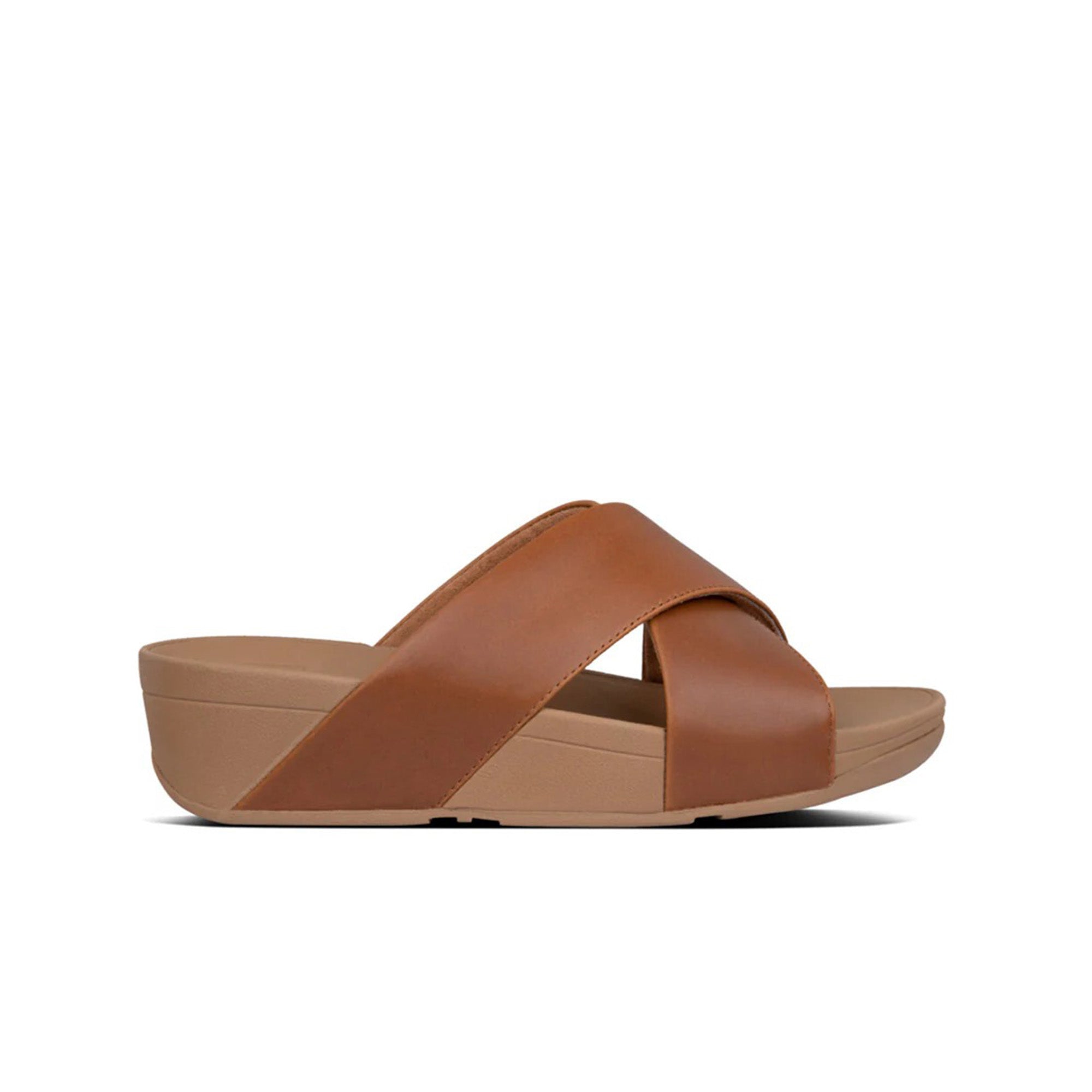 Fitflop Lulu Cross Slide Leather Sandals #color_Brown
