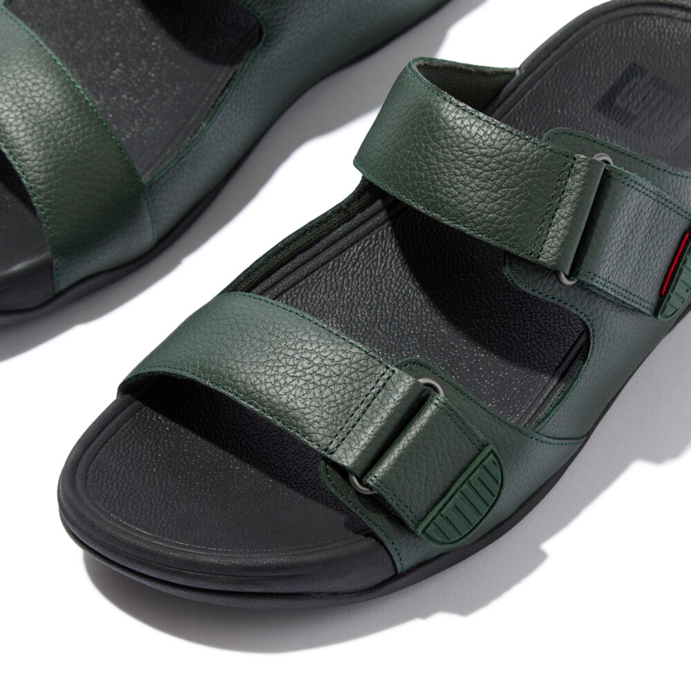 Fitflop Gogh Moc Slide-In Leather sandals #color_Deep Green
