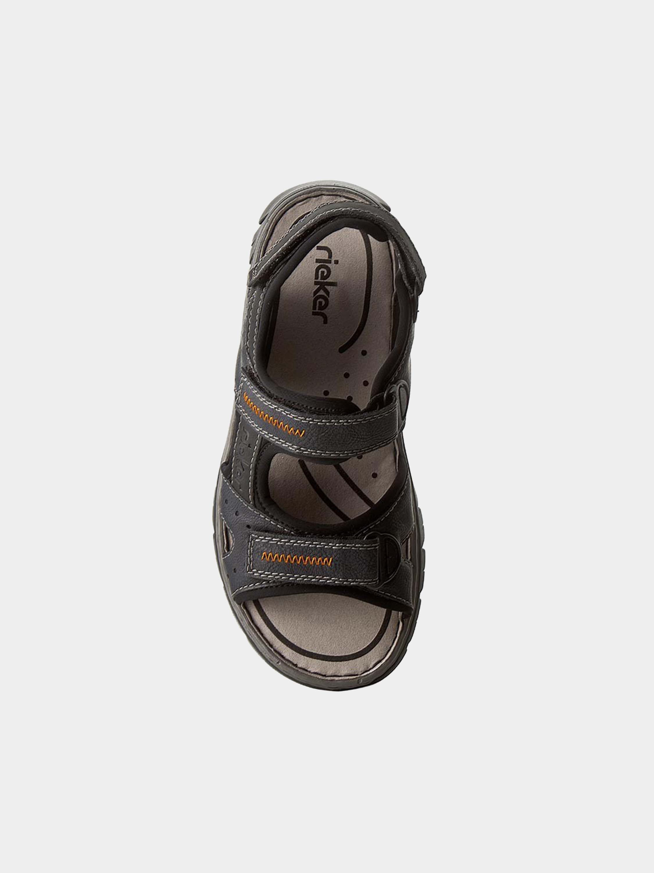 Rieker 26757 Men's Back Strap Hook Outdoor Leather Sandals #color_Blue