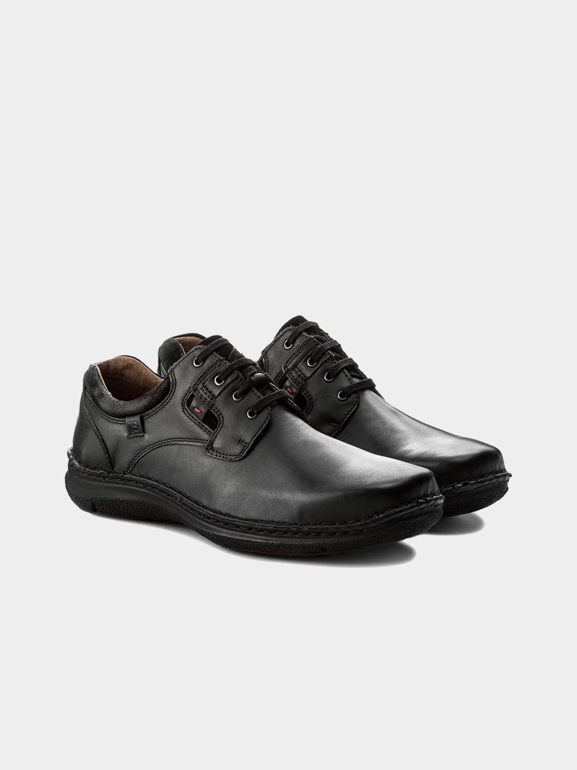Josef Seibel Men's Anvers 36 Lace Up Leather Shoes #color_Black