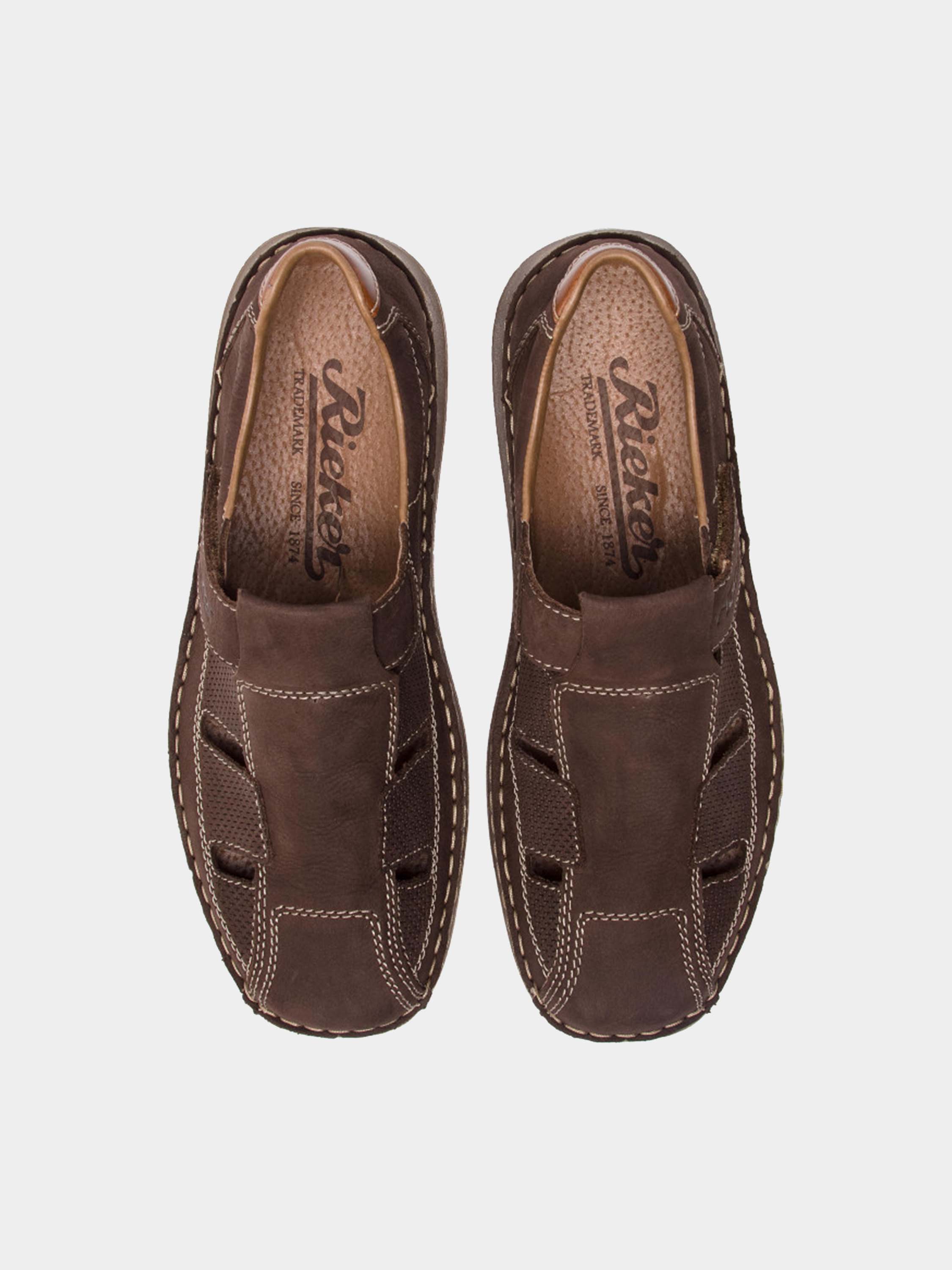 Rieker 03065 Men's Hook and Loop Suede Shoes #color_Brown