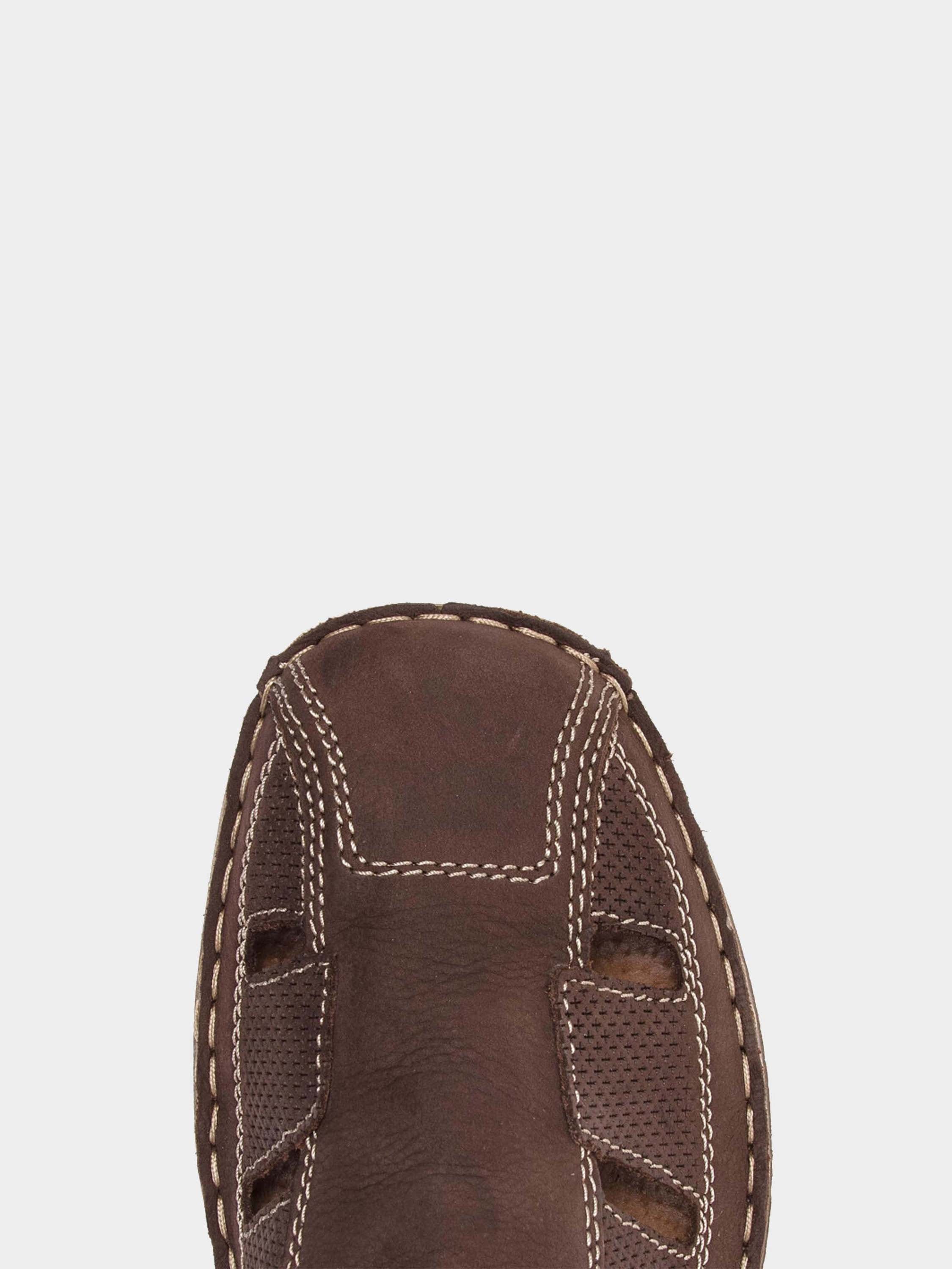 Rieker 03065 Men's Hook and Loop Suede Shoes #color_Brown