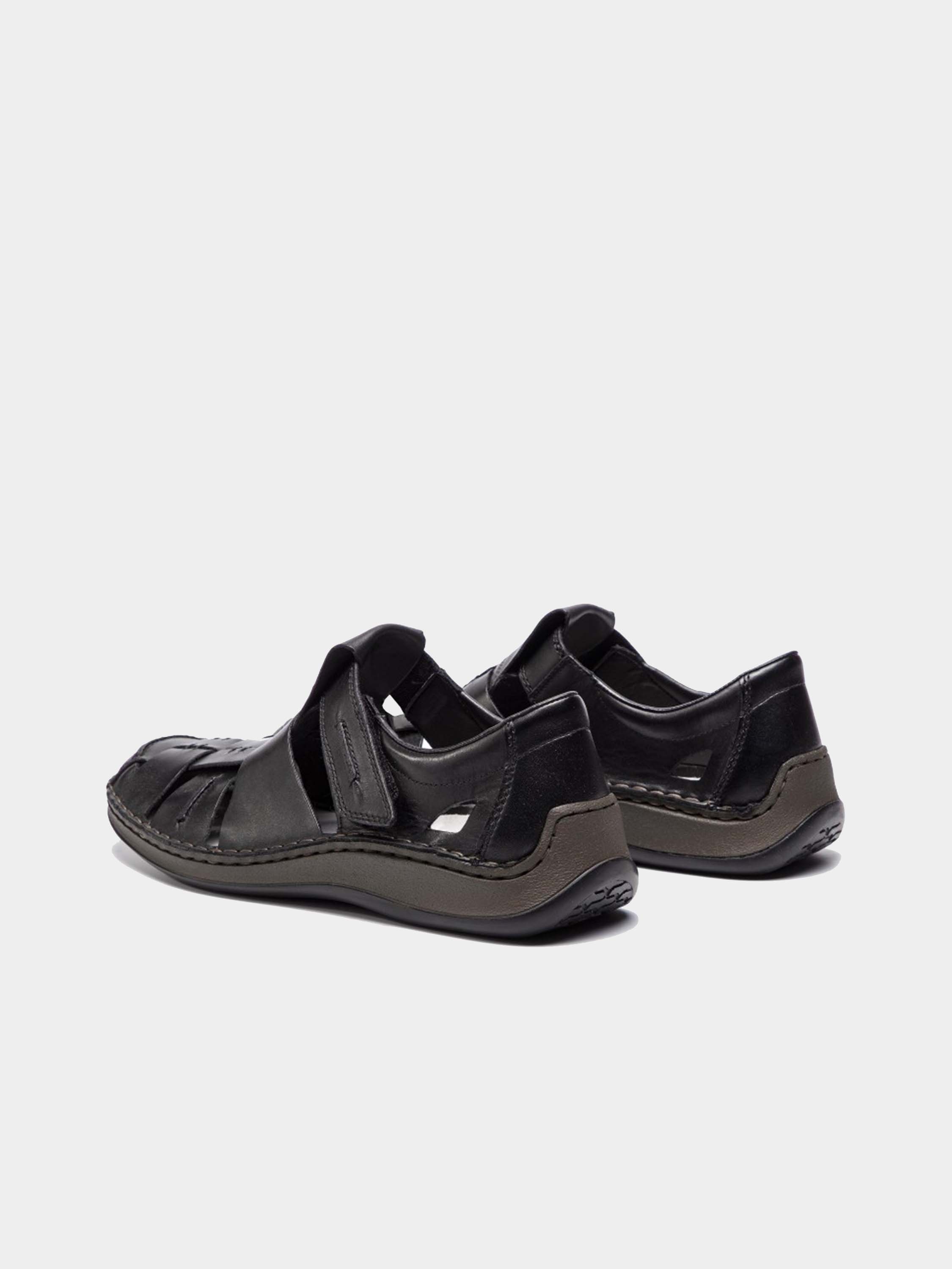 Rieker 05275 Men's Hook and Loop Leather Shoes #color_Black