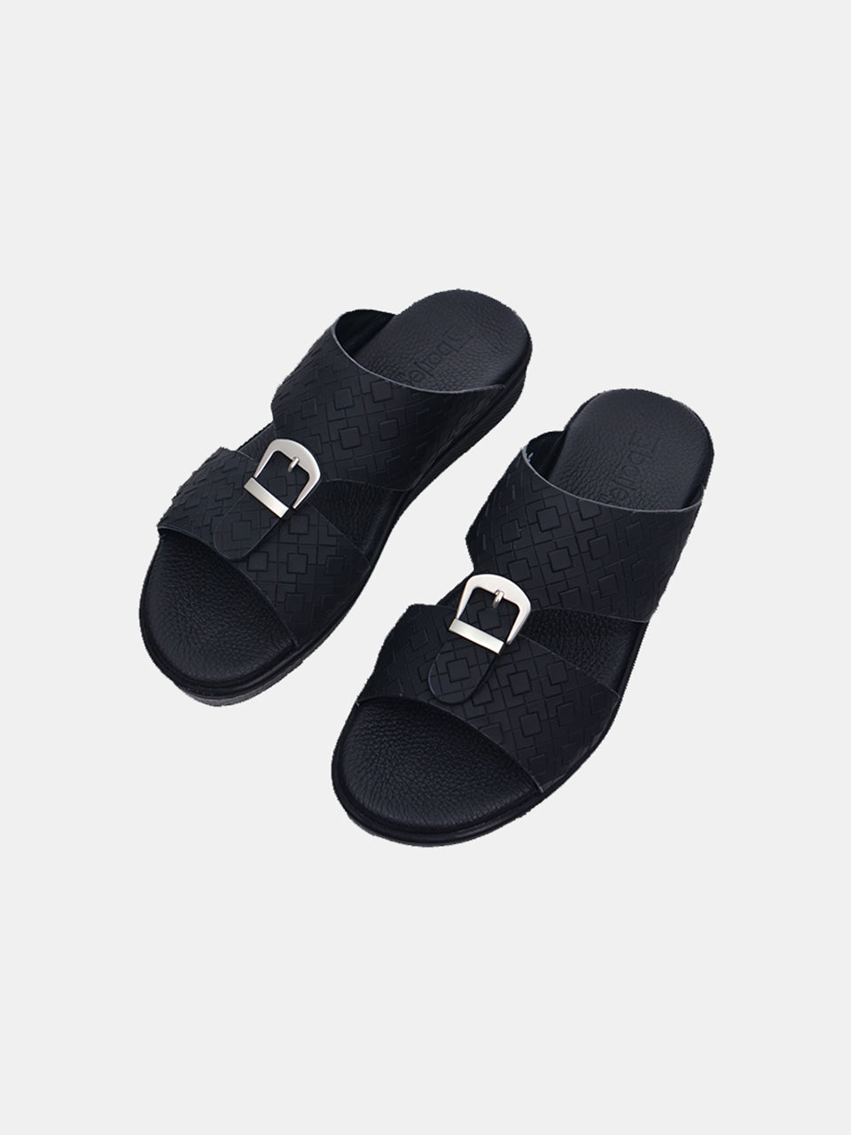 Barjeel Uno SP1-030 Men's Lattice Arabic Sandals #color_Black