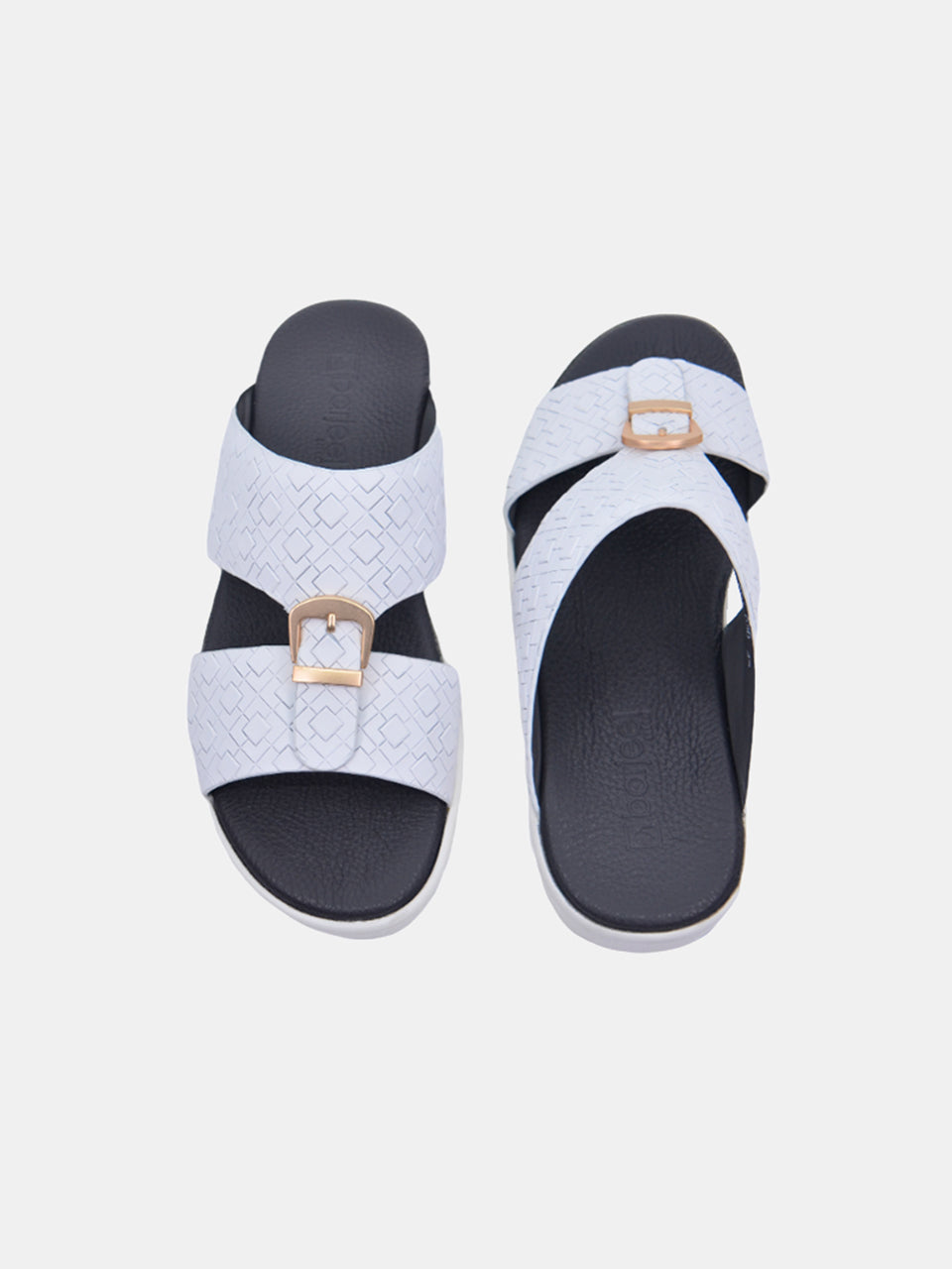 Barjeel Uno SP1-030 Men's Lattice Arabic Sandals #color_White