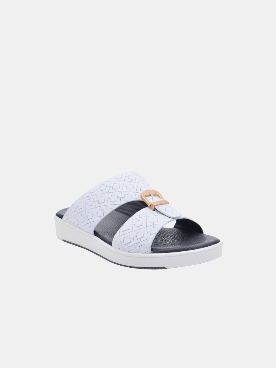 Barjeel Uno SP1-030 Men's Lattice Arabic Sandals #color_White