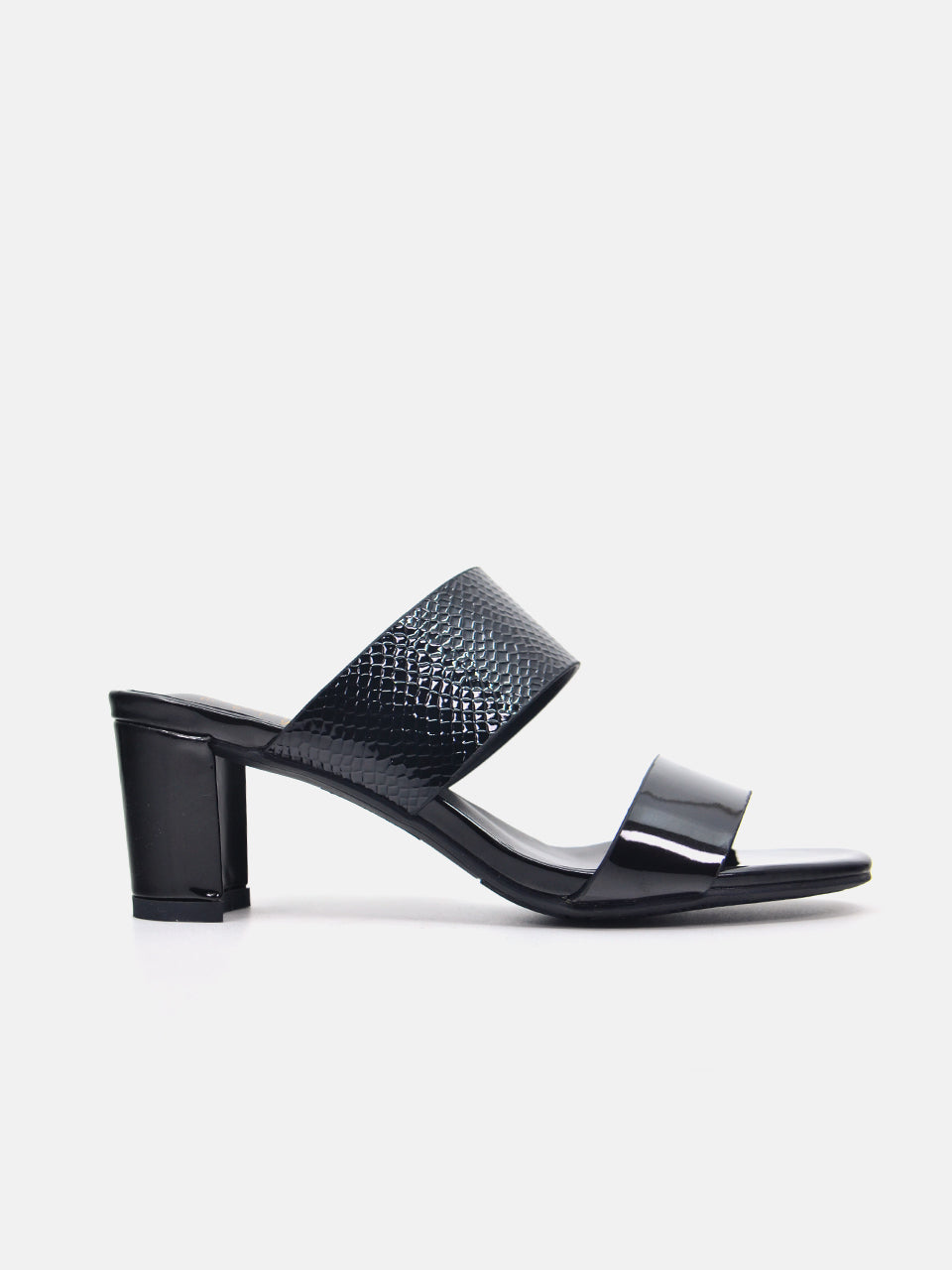 Michelle Morgan 914RJ192 Women's Checked Patent Heeled Sandals #color_Black