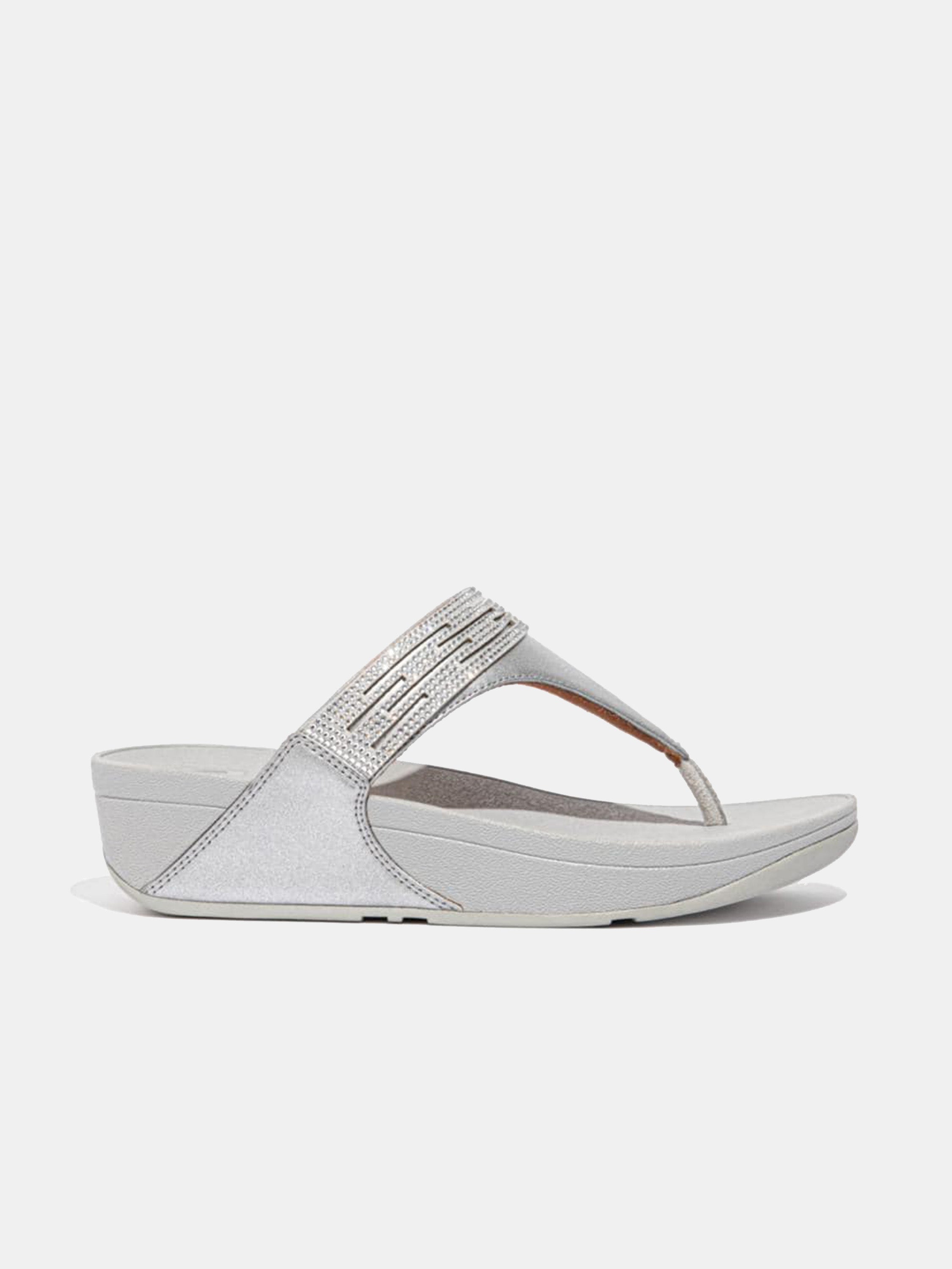 FitFlop Lulu Women's Lasercrystal Leather Toe-Post Sandals #color_Silver