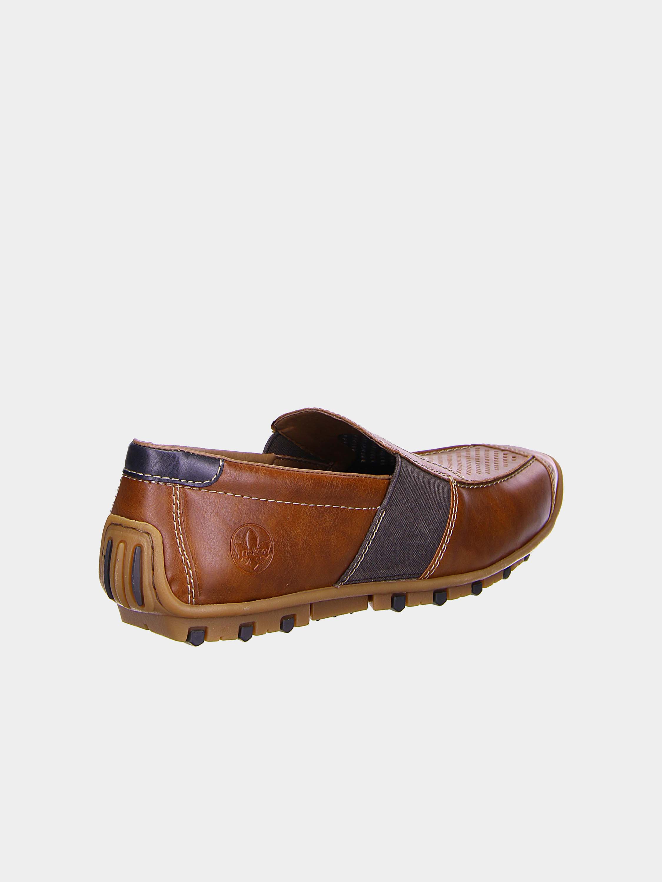 Rieker 08965 Men's Slip-On Brown Loafers #color_Brown