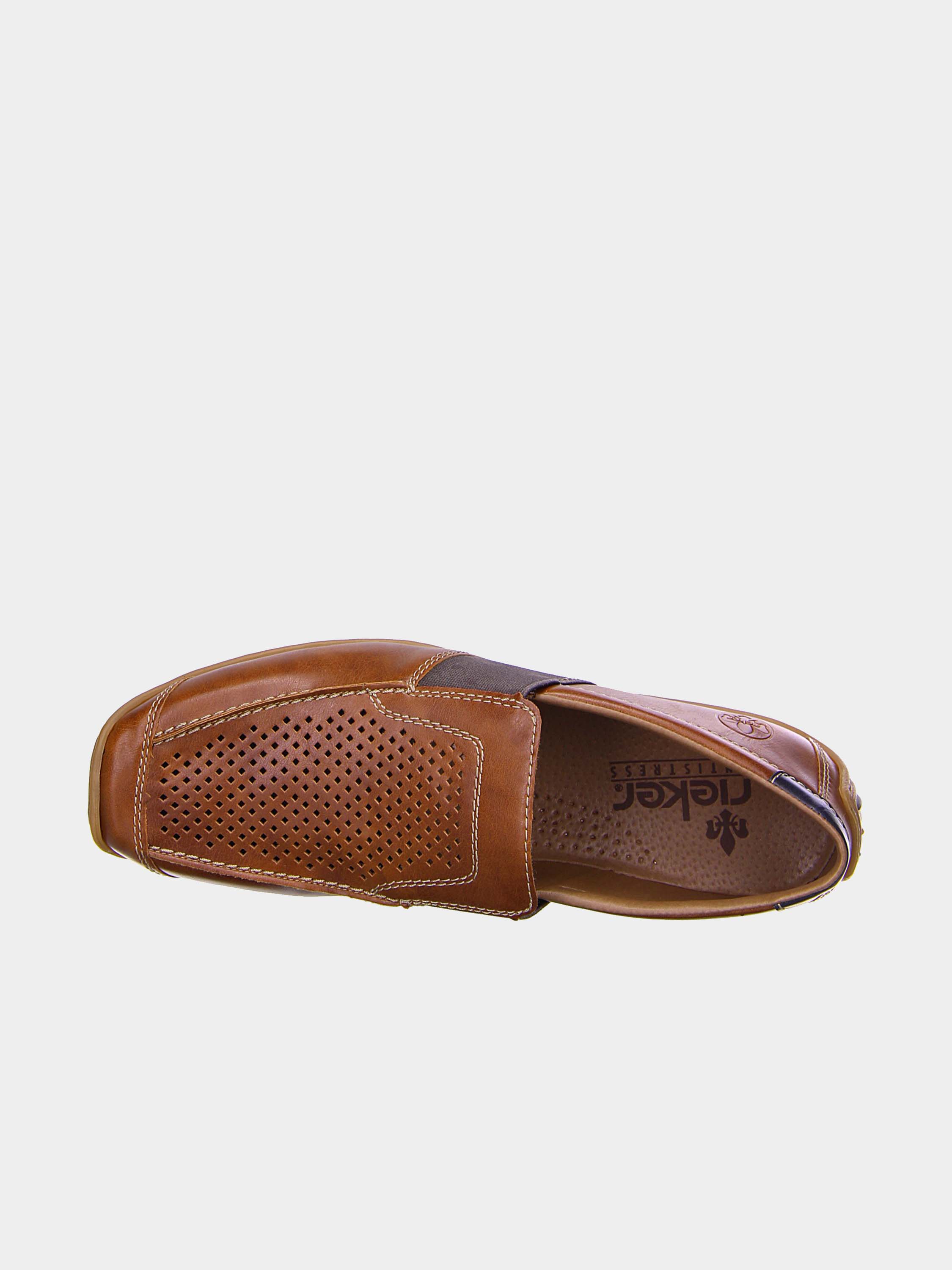 Rieker 08965 Men's Slip-On Brown Loafers #color_Brown
