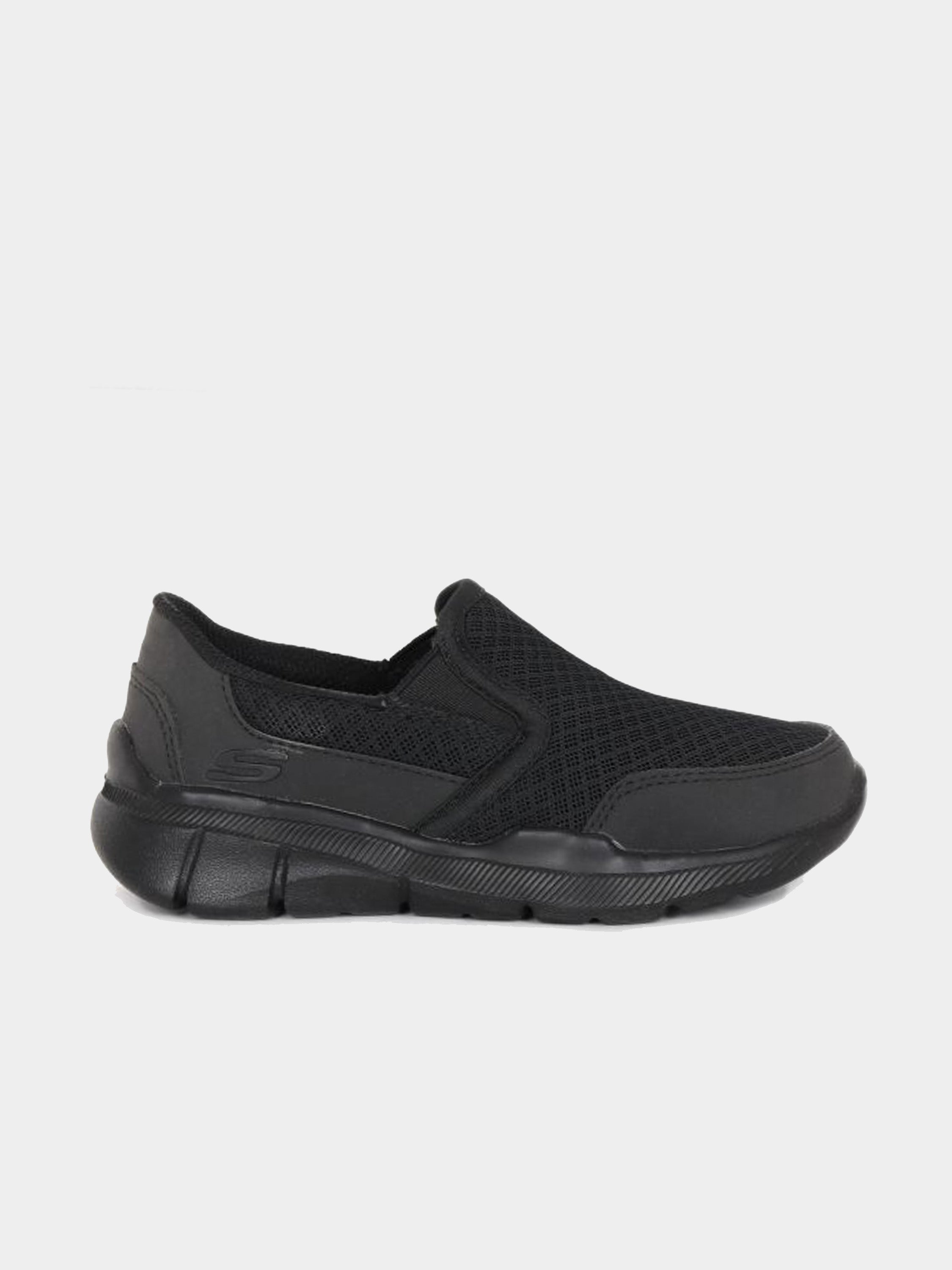 Skechers Boys Slip On Fabric School Shoes #color_Black