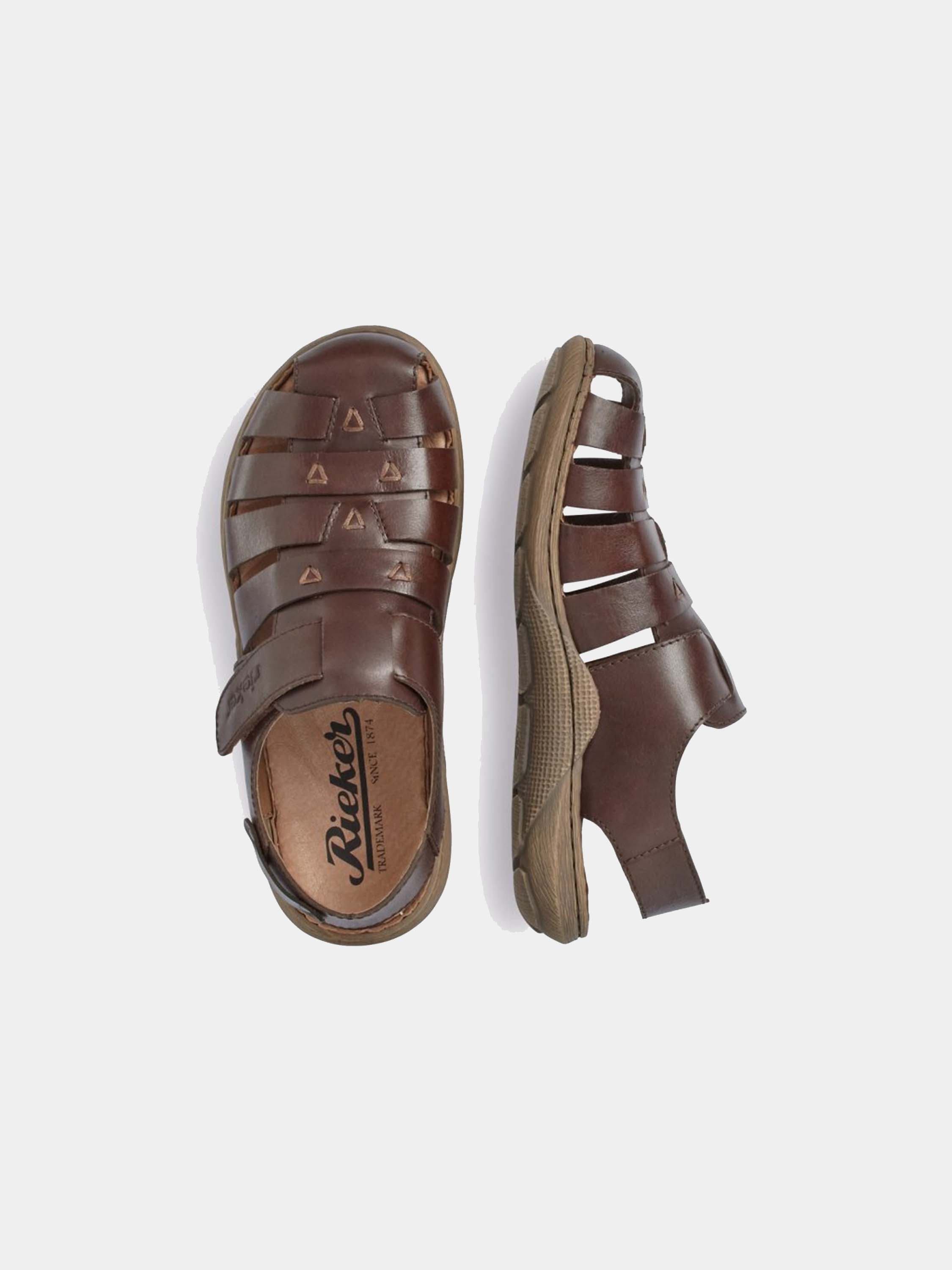 Rieker 22074-25 Back Strap Hook & Loop Outdoor Sandals #color_Brown