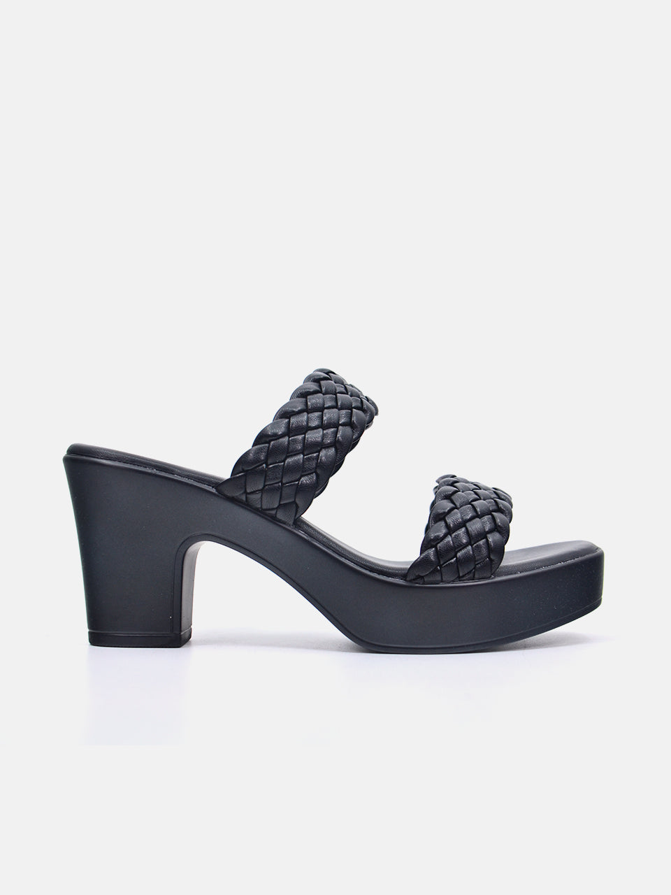 Michelle Morgan 114RJ85E Women's Braided Strap Sandals #color_Black