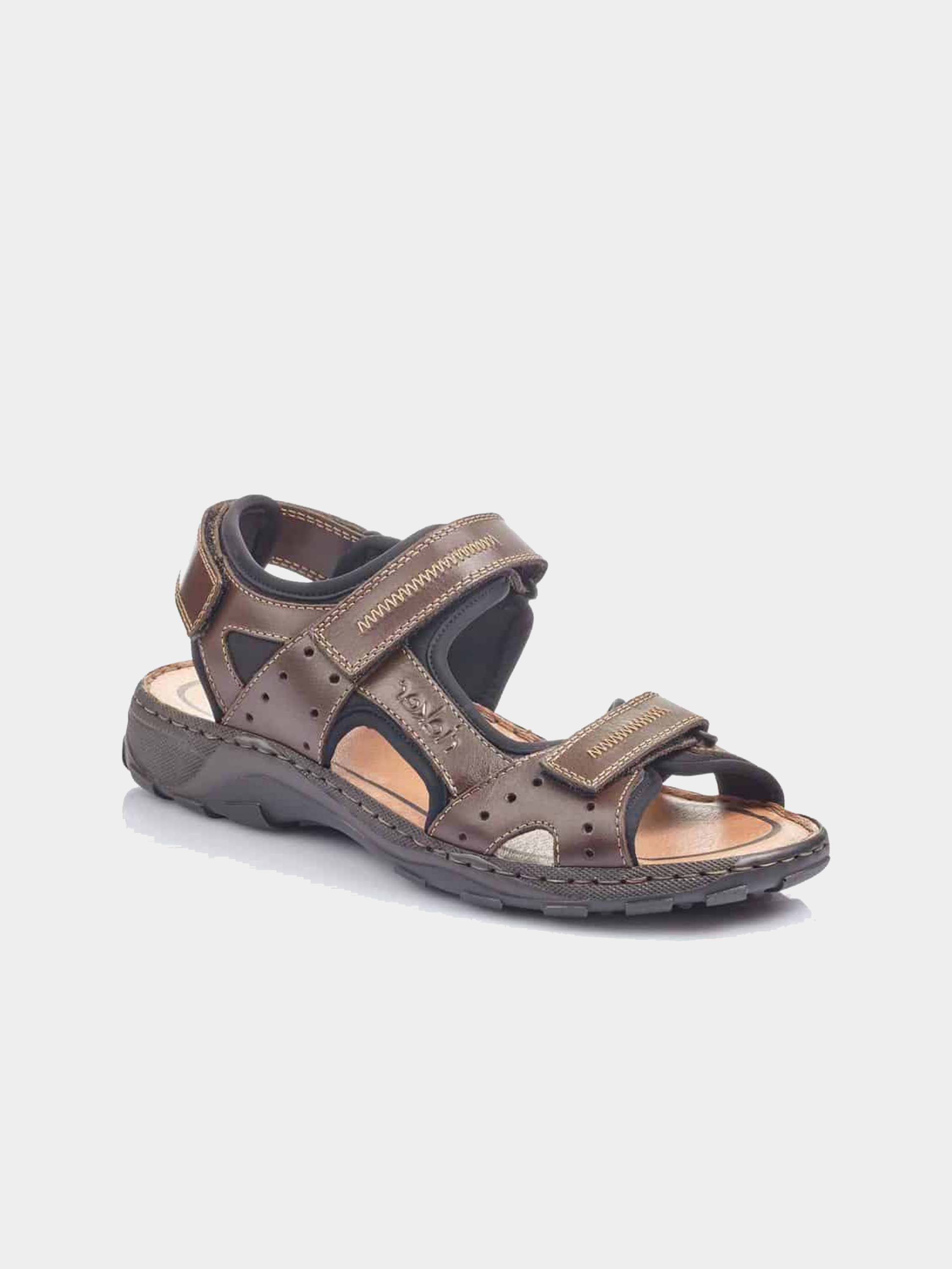 Rieker 26061 Men's Outdoor Leather Sandals #color_Brown