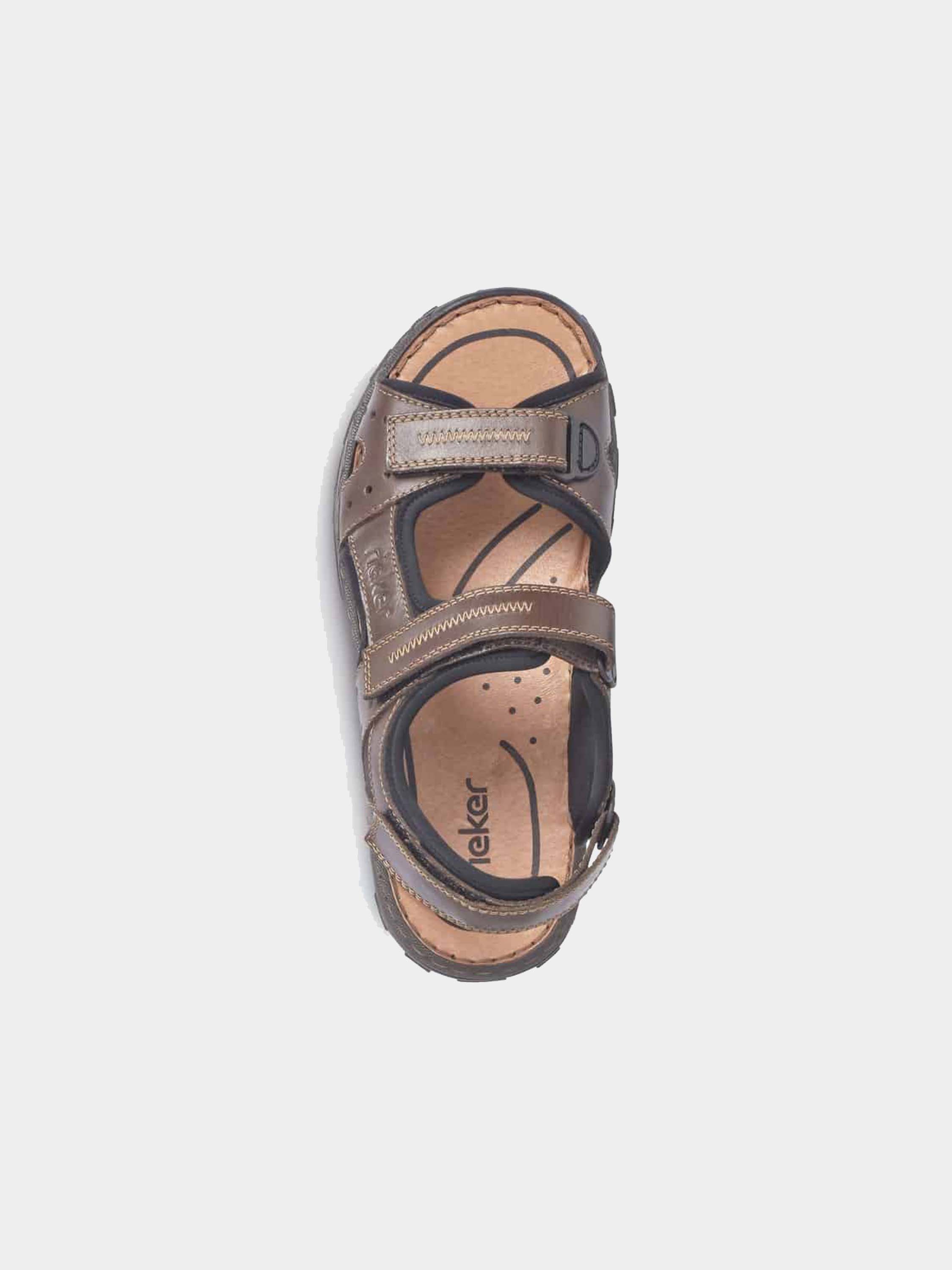 Rieker 26061 Men's Outdoor Leather Sandals #color_Brown