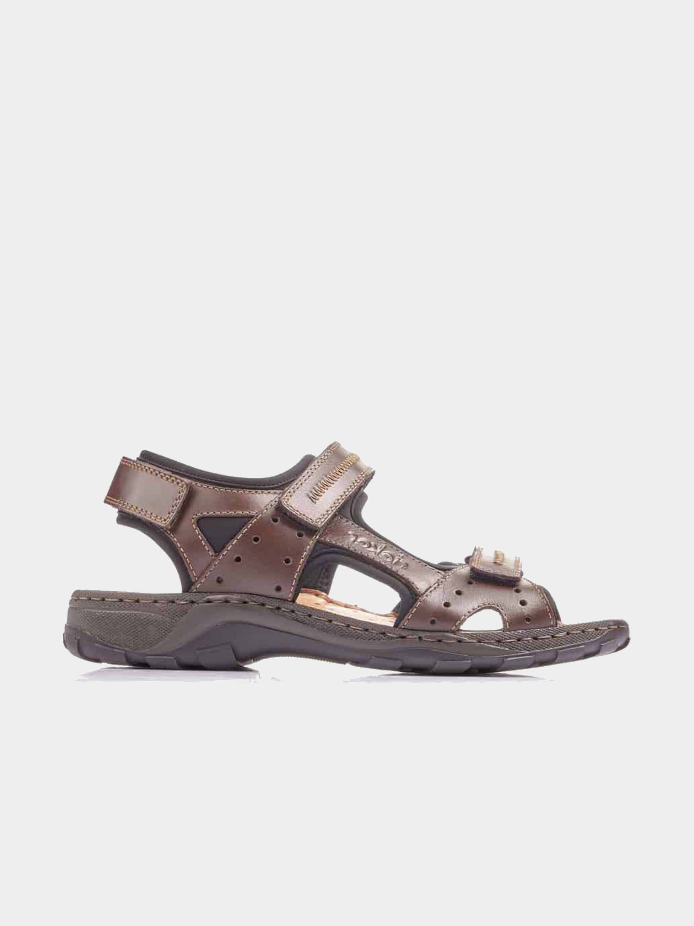 Rieker 26061 Men's Outdoor Leather Sandals #color_Brown