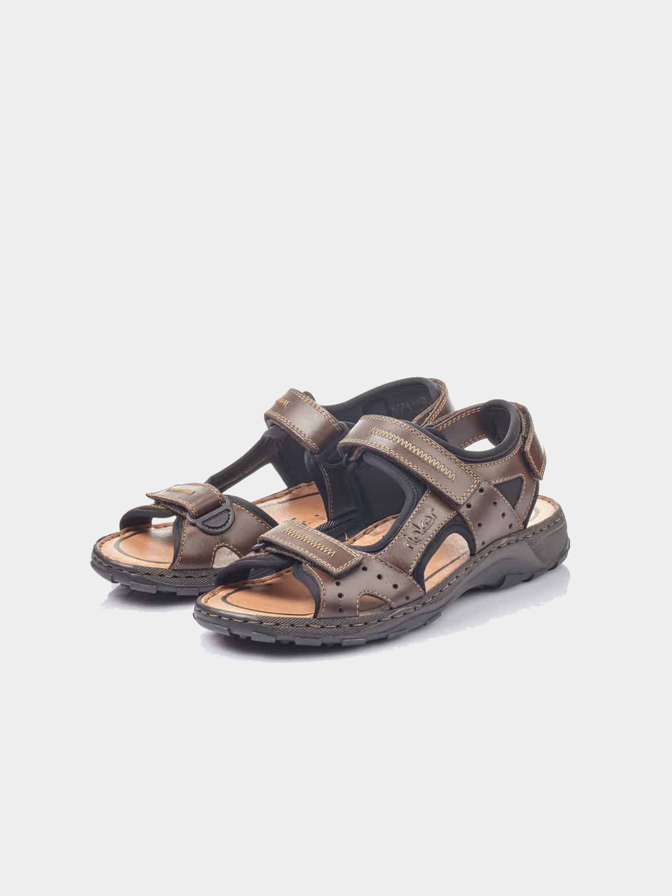 Rieker 26061 Men's Outdoor Leather Sandals #color_Brown