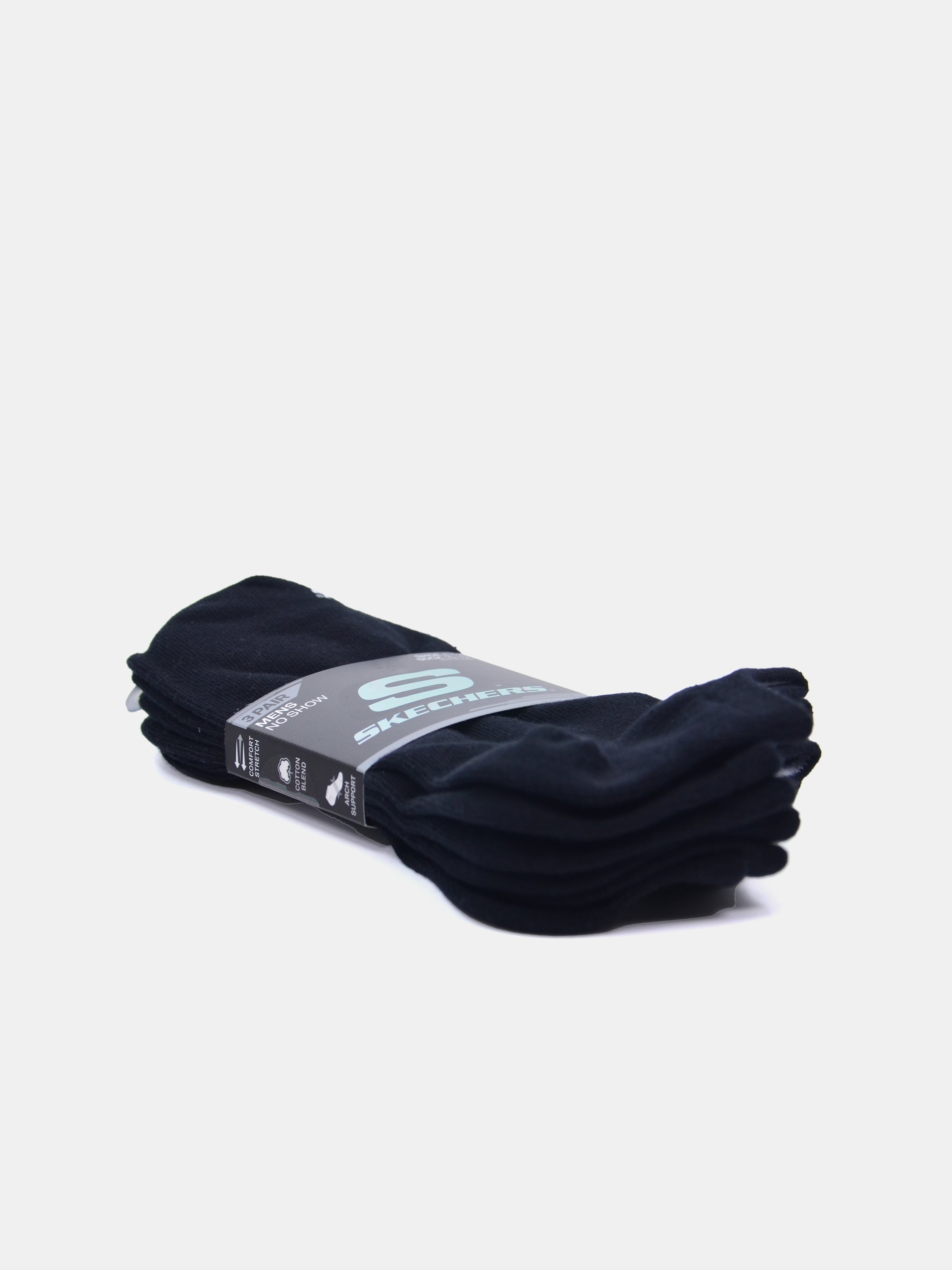Skechers Men No Show Ankle Socks (3 Pack) #color_Black