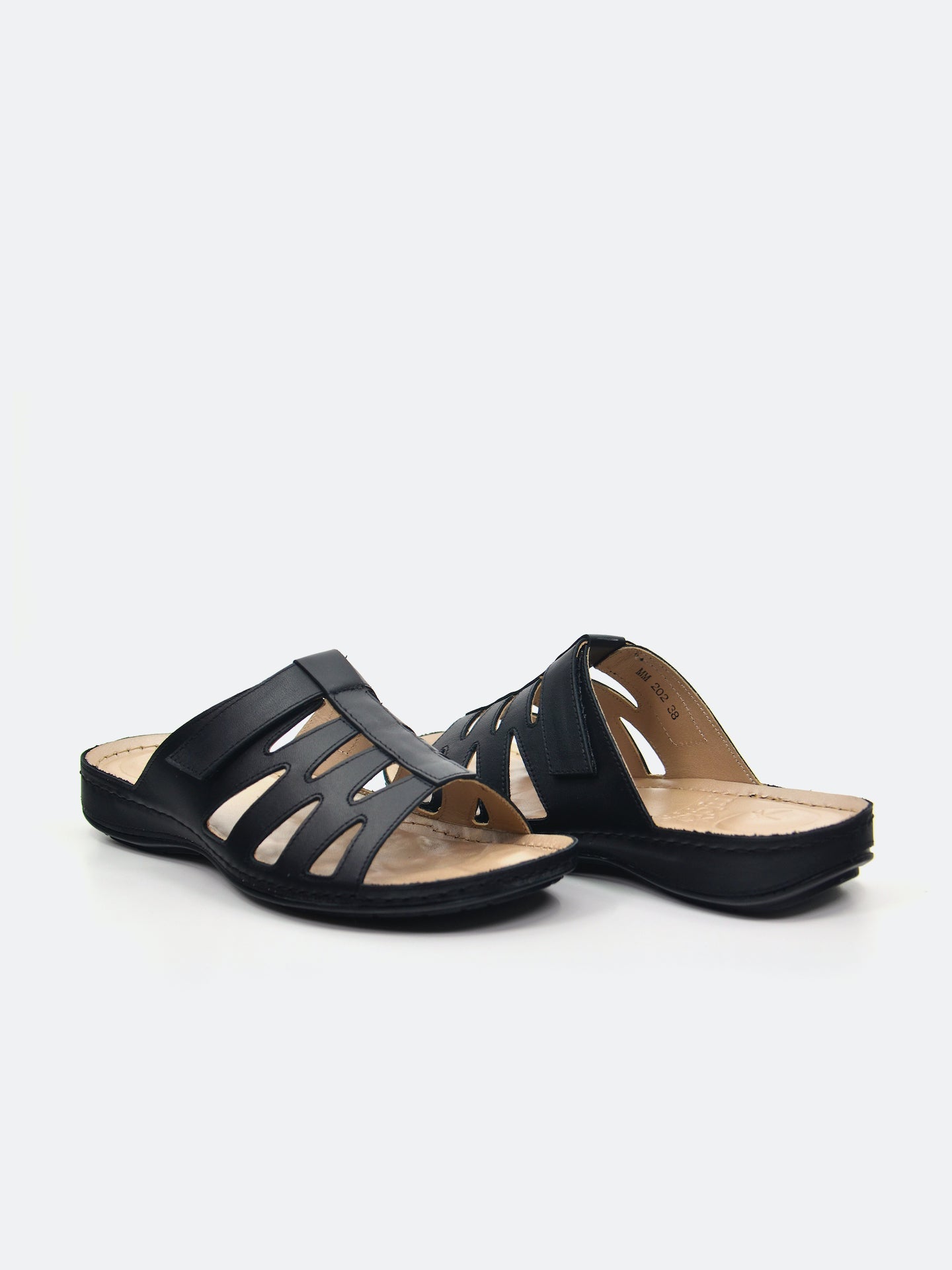 Michelle Morgan MM-202 Women's Slider Sandals #color_Black