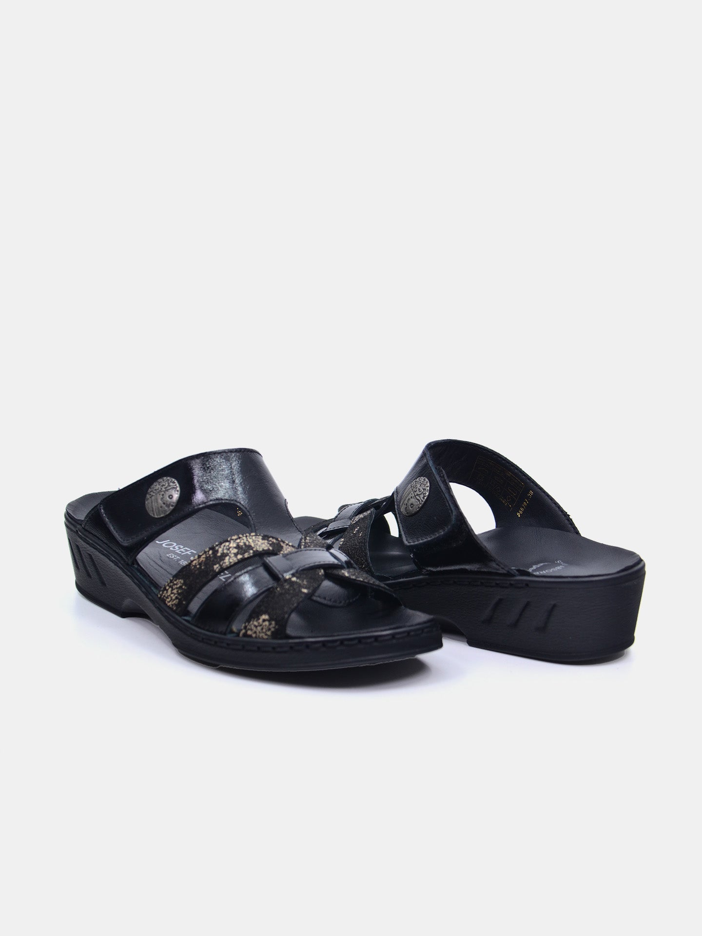Josef Seibel 08809AR Women's Slider Sandals #color_Black / Gold