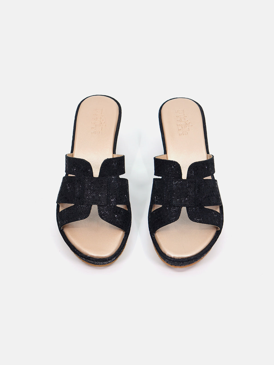 Michelle Morgan MM-301 Women's Wedge Sandals #color_Black