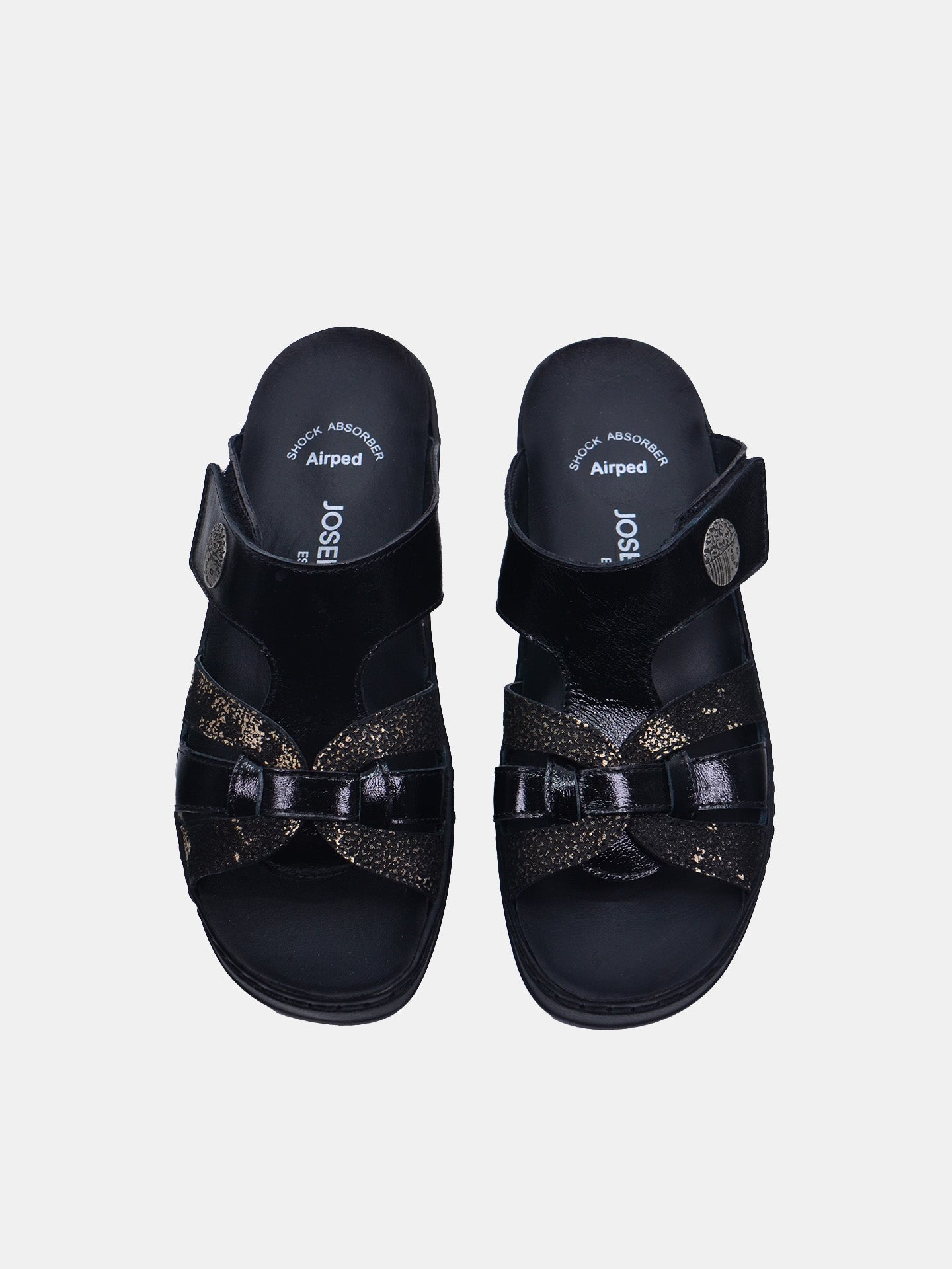 Josef Seibel 08809AR Women's Slider Sandals #color_Black / Gold