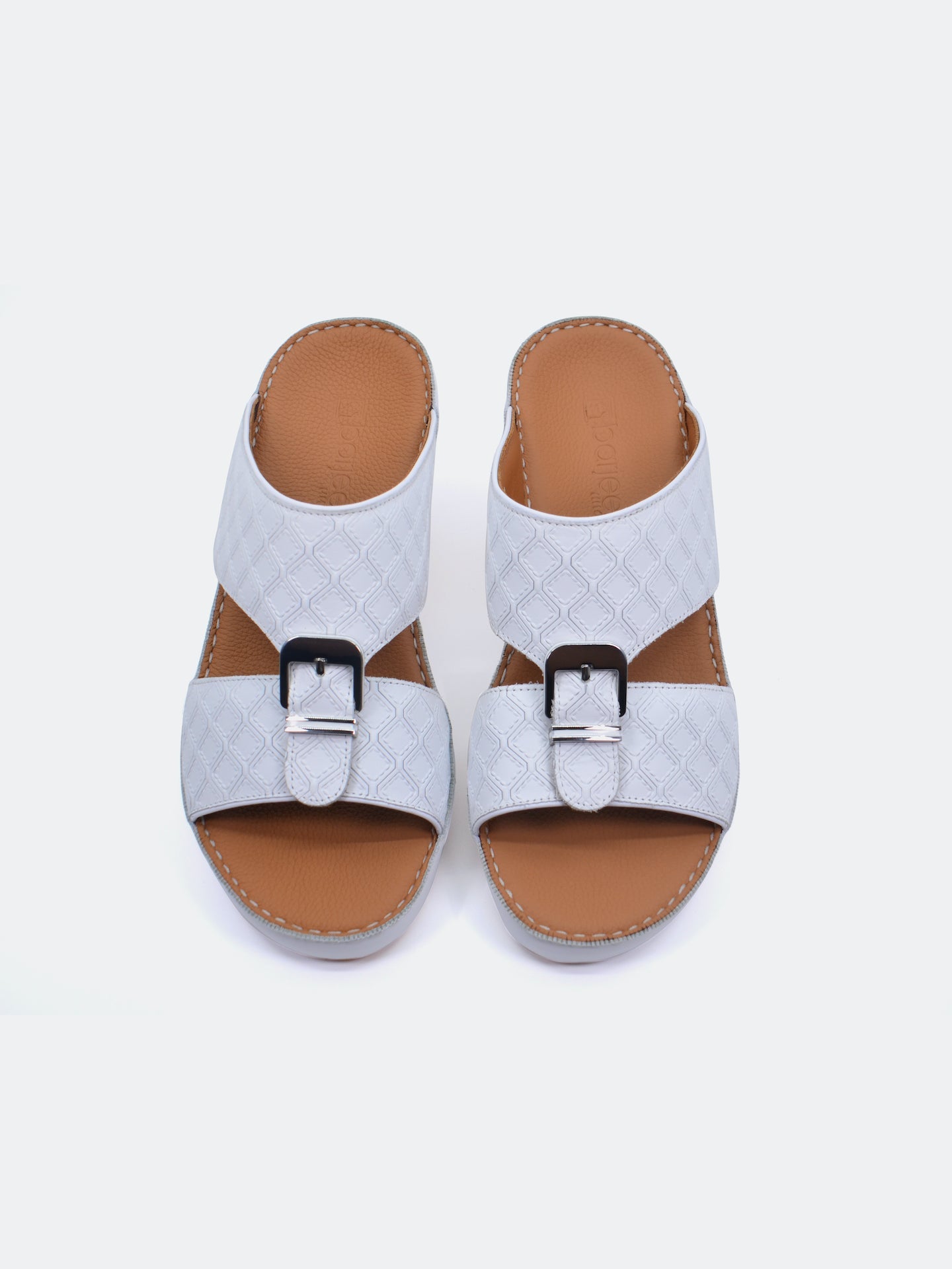 Barjeel Uno B-11 Men's Arabic Sandals #color_White